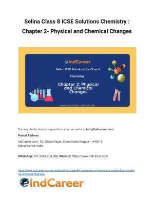 Selina Class 8 ICSE Solutions Chemistry : Chapter 2- Physical and Chemical Changes