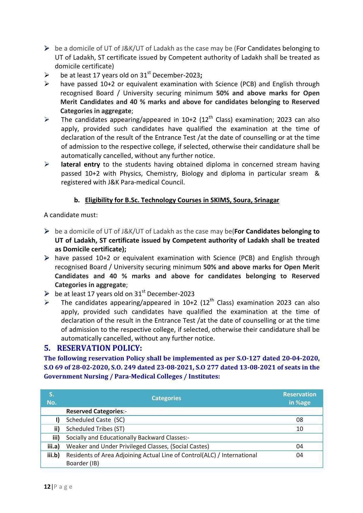 JKBOPEE B.Sc Nursing Syllabus - Page 12