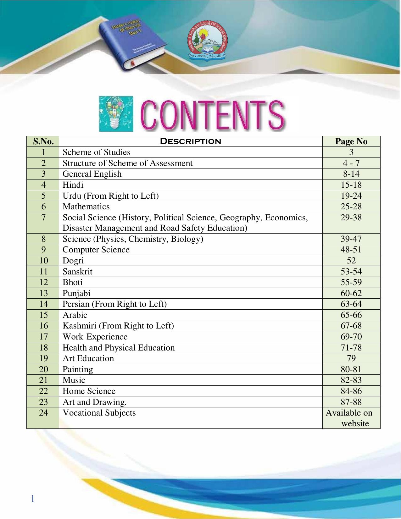 JKBOSE Syllabus for 10th class - Page 2