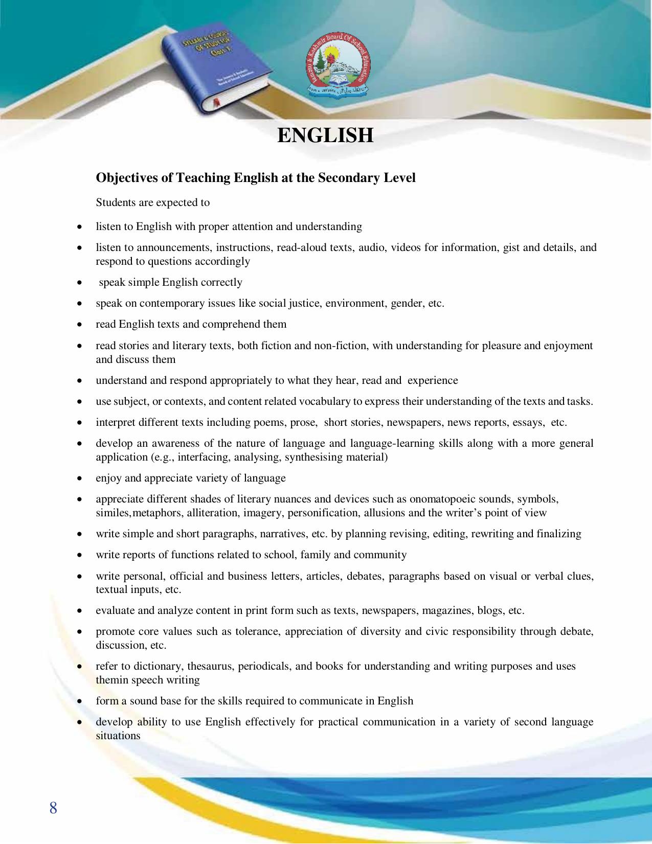 JKBOSE Syllabus for 10th class - Page 9