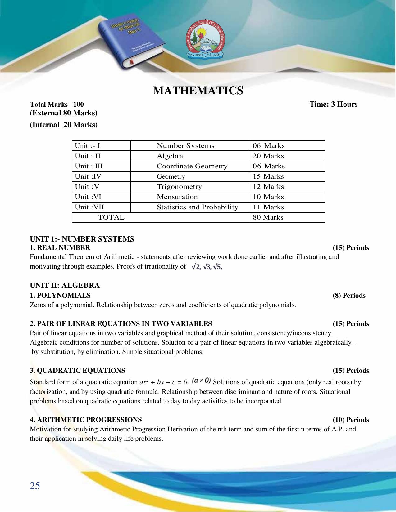 JKBOSE Syllabus for 10th class - Page 26