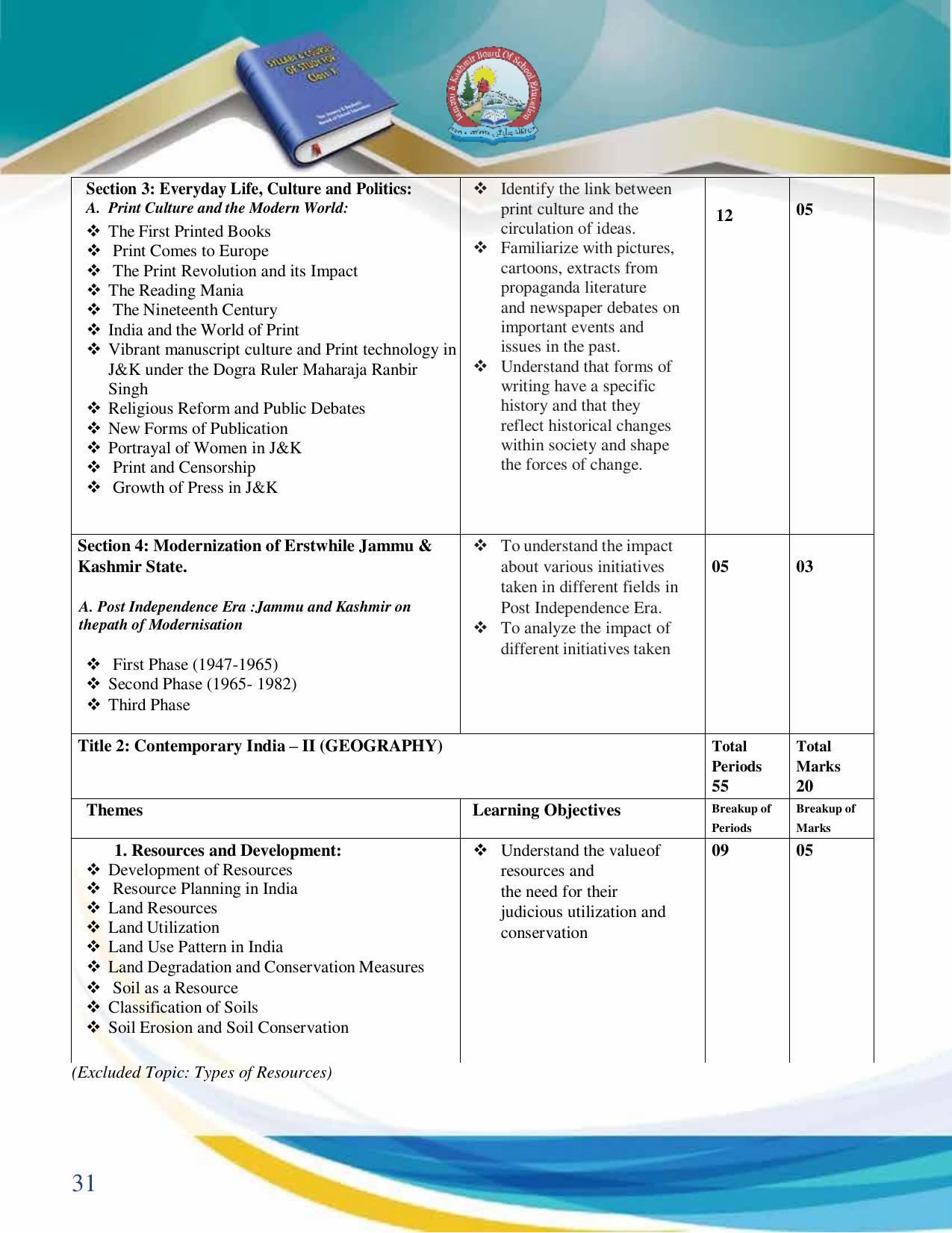 JKBOSE Syllabus for 10th class - Page 32