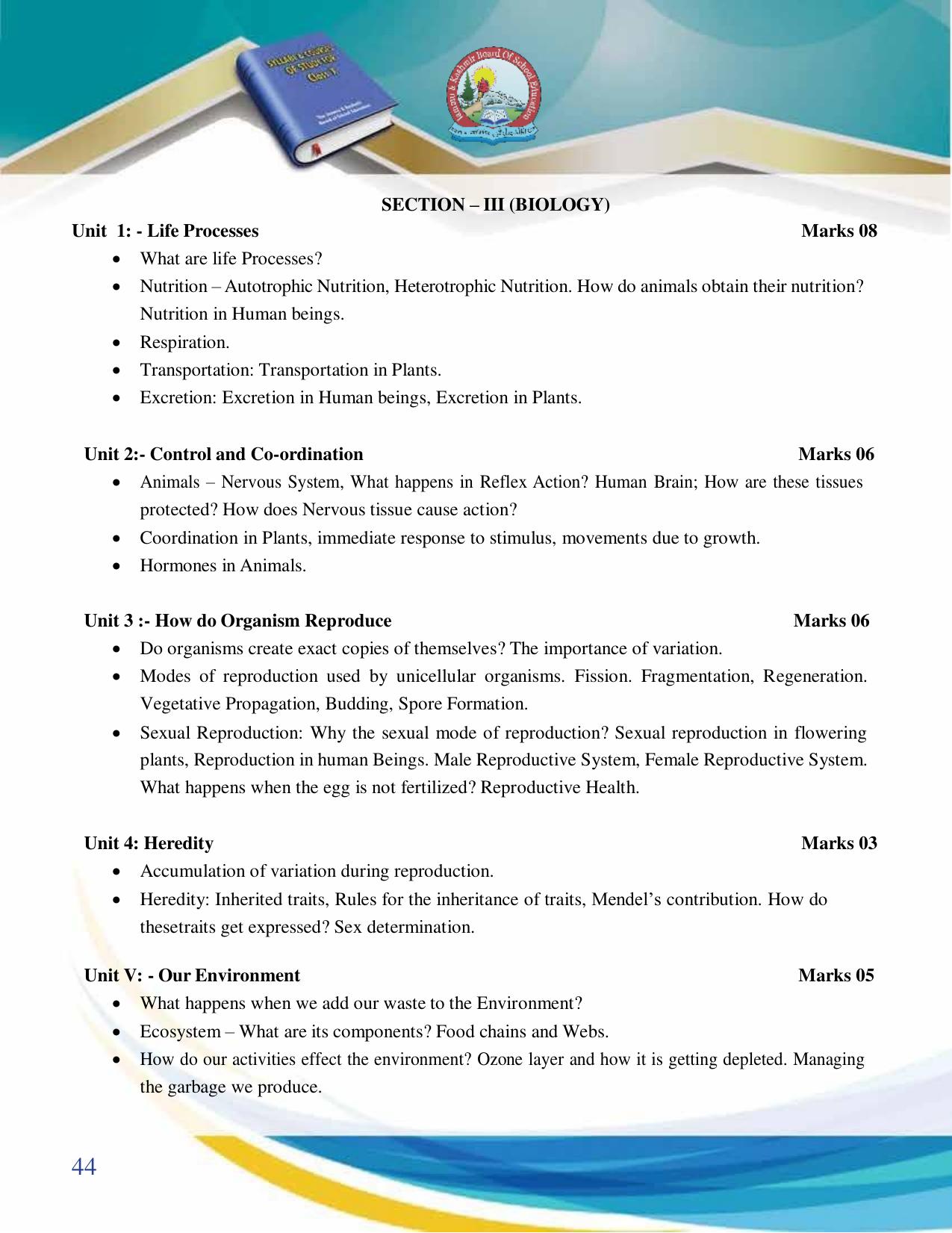JKBOSE Syllabus for 10th class - Page 45