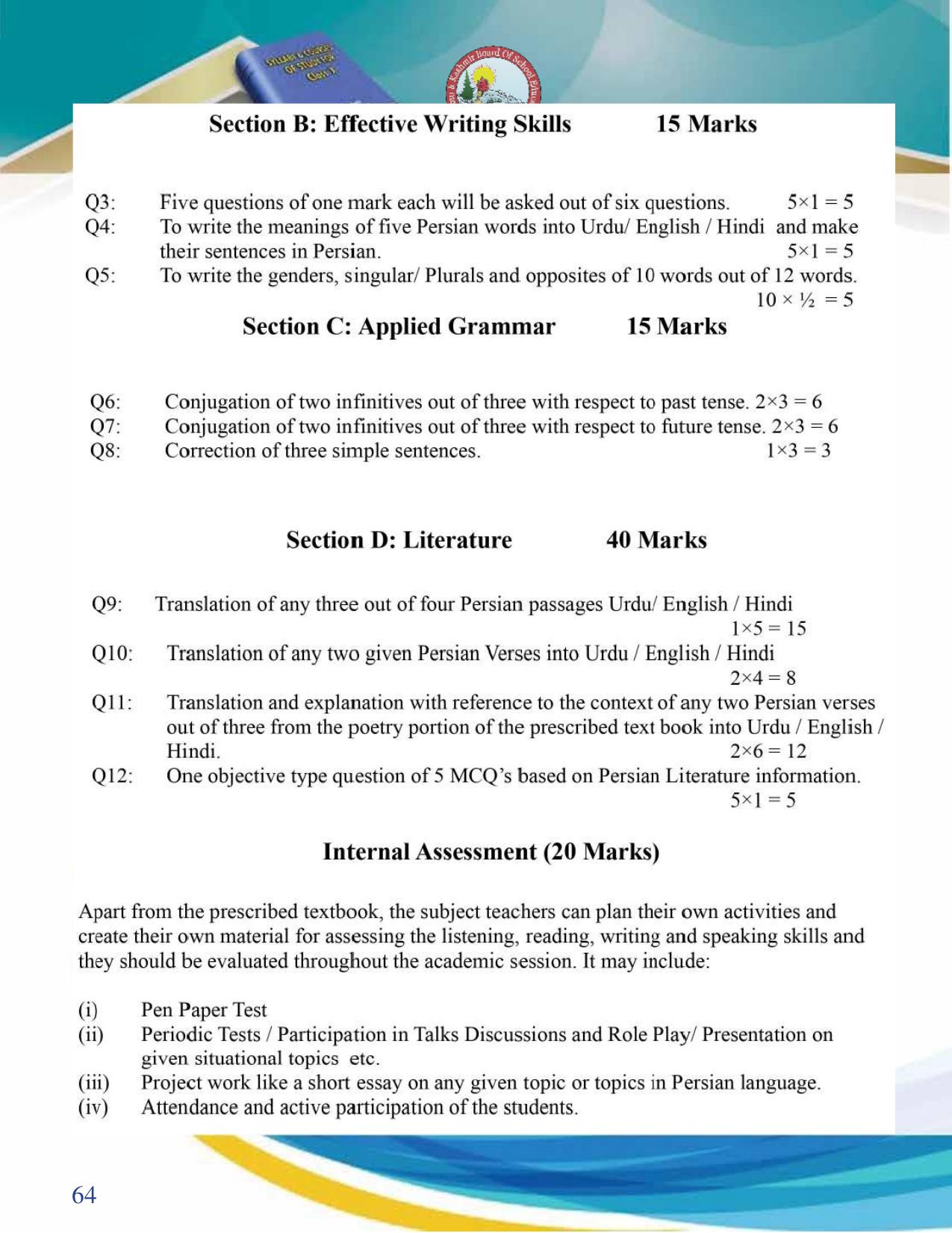 JKBOSE Syllabus for 10th class - Page 65