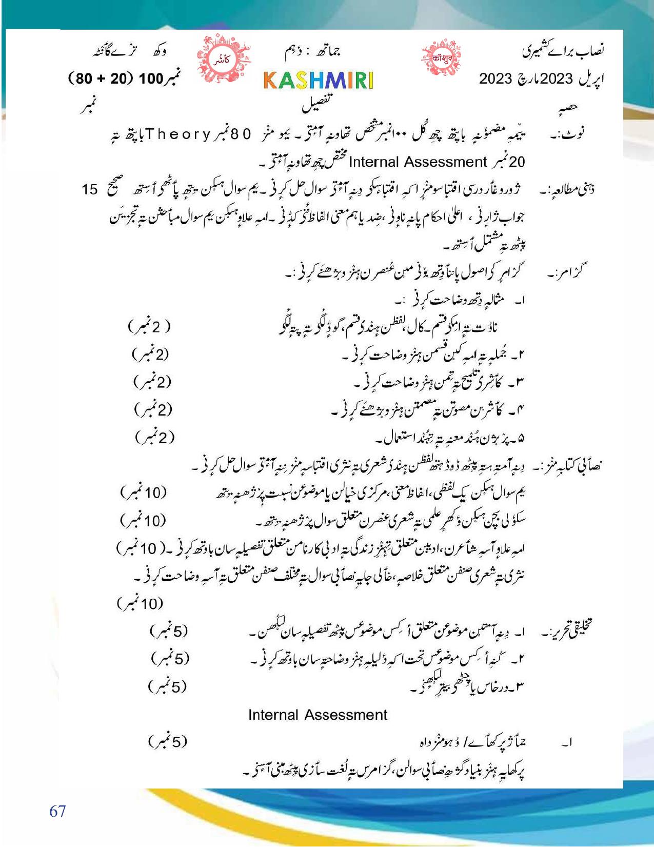 JKBOSE Syllabus for 10th class - Page 68