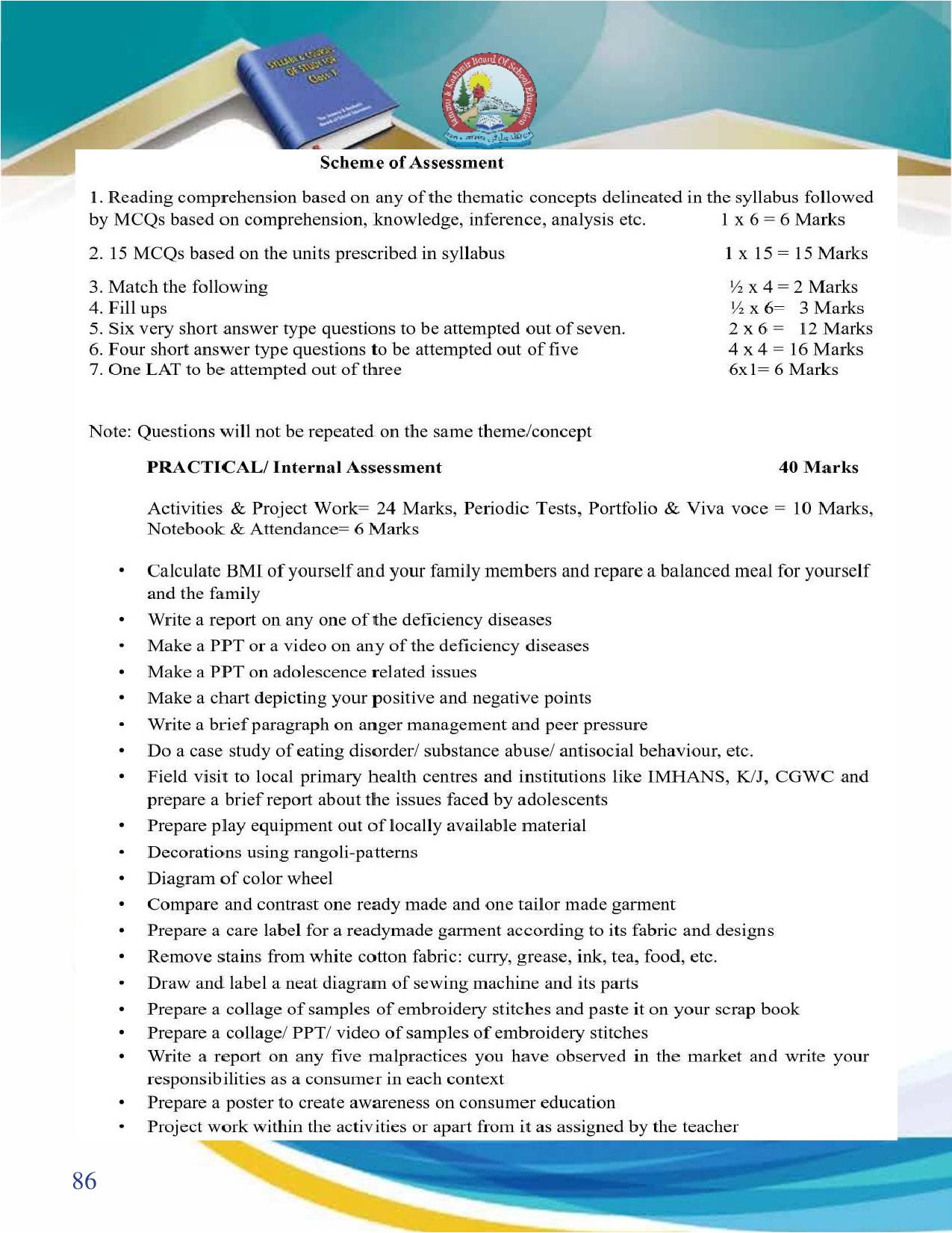 JKBOSE Syllabus for 10th class - Page 87