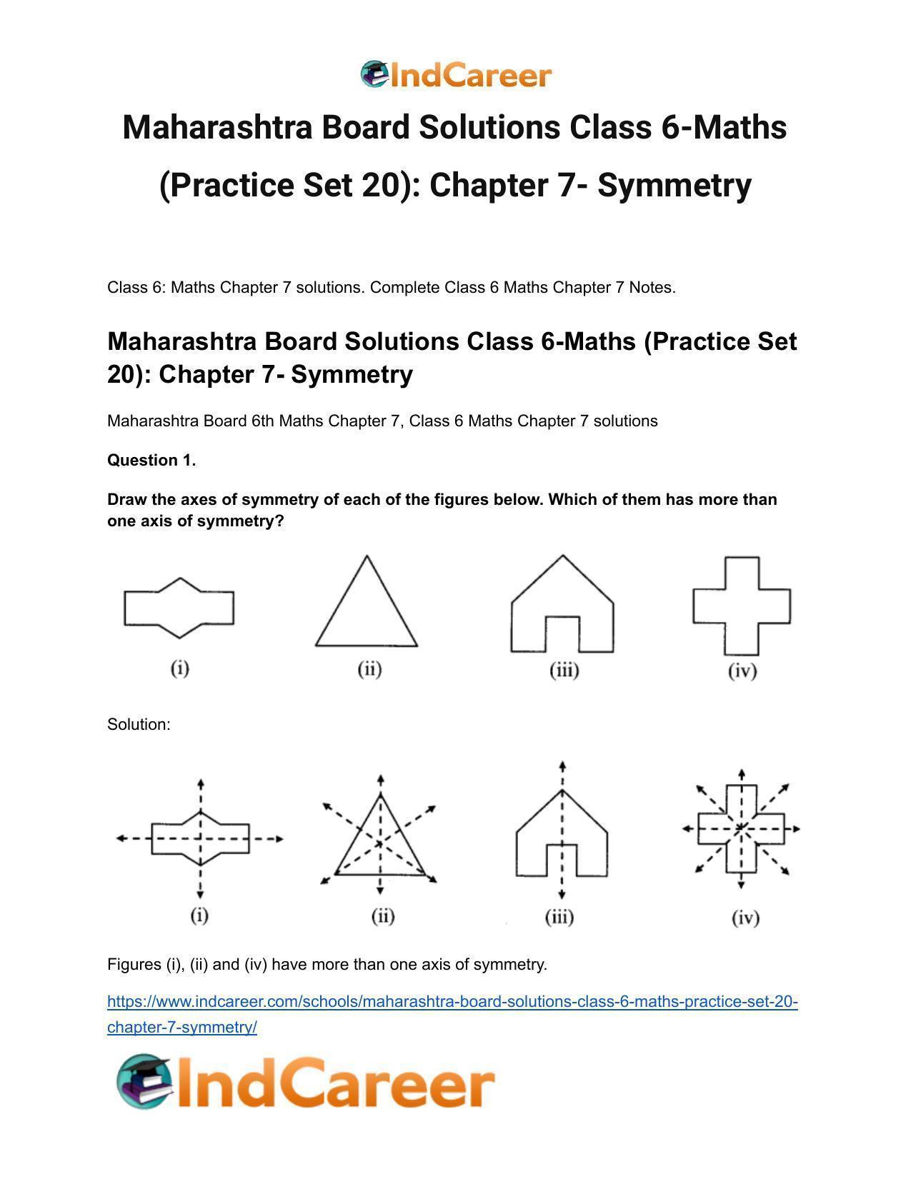 Maharashtra Board Solutions Class 6-Maths (Practice Set 20): Chapter 7- Symmetry - Page 2