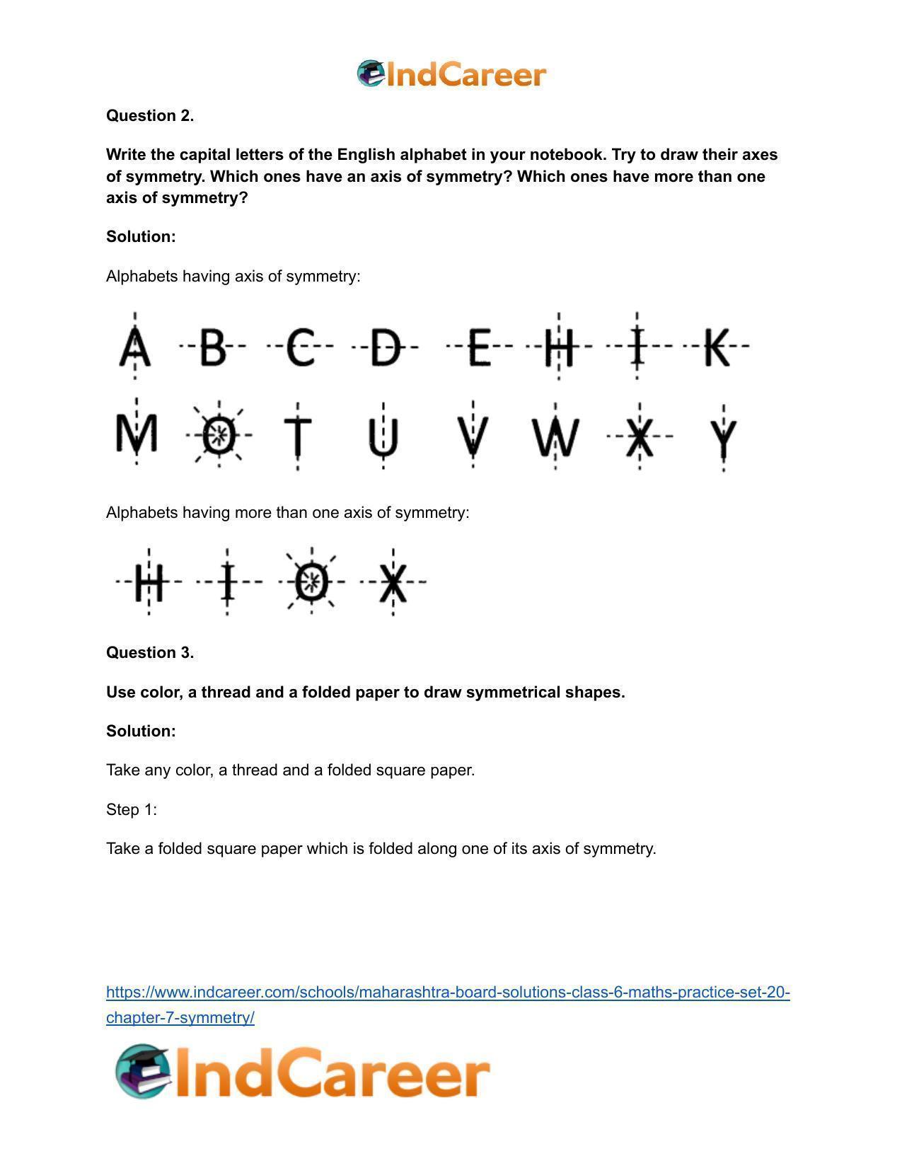 Maharashtra Board Solutions Class 6-Maths (Practice Set 20): Chapter 7- Symmetry - Page 3