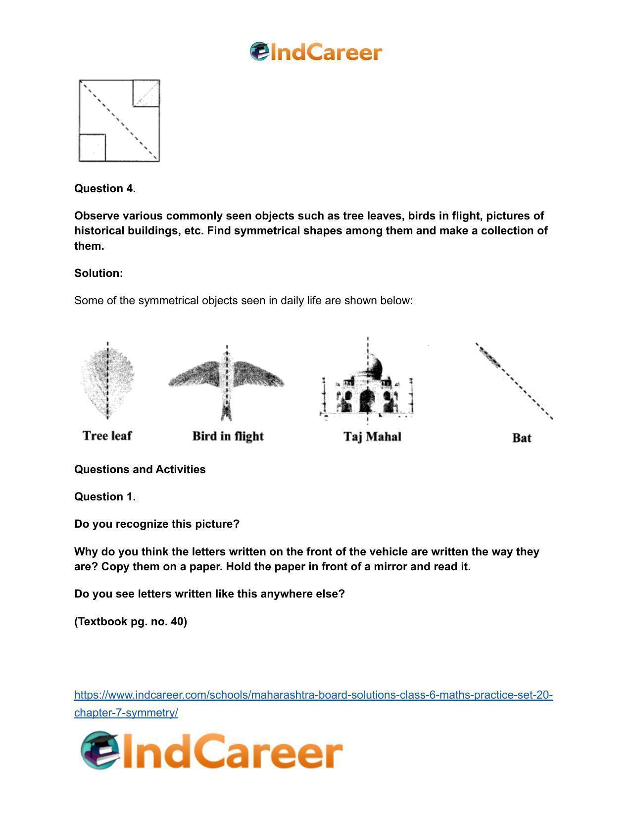 Maharashtra Board Solutions Class 6-Maths (Practice Set 20): Chapter 7- Symmetry - Page 5