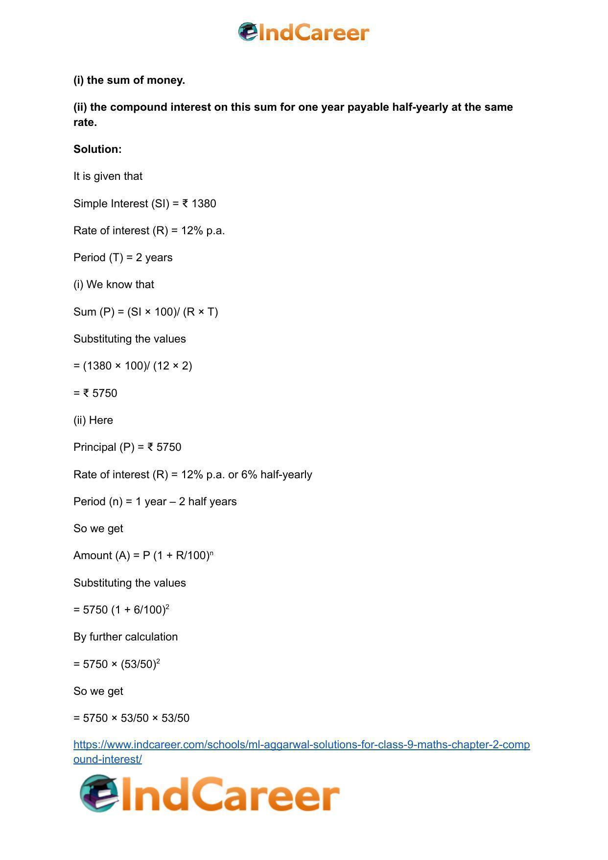 ML Aggarwal Solutions for Class 9 Maths Chapter 2- Compound Interest - Page 6