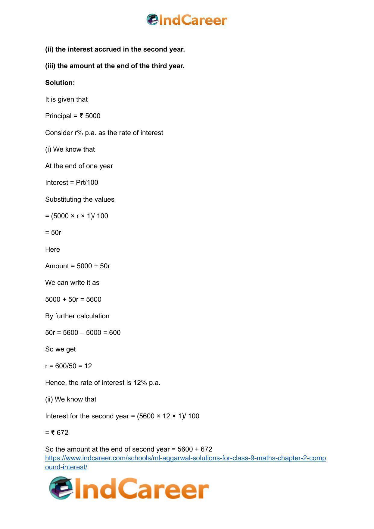 ML Aggarwal Solutions for Class 9 Maths Chapter 2- Compound Interest - Page 10