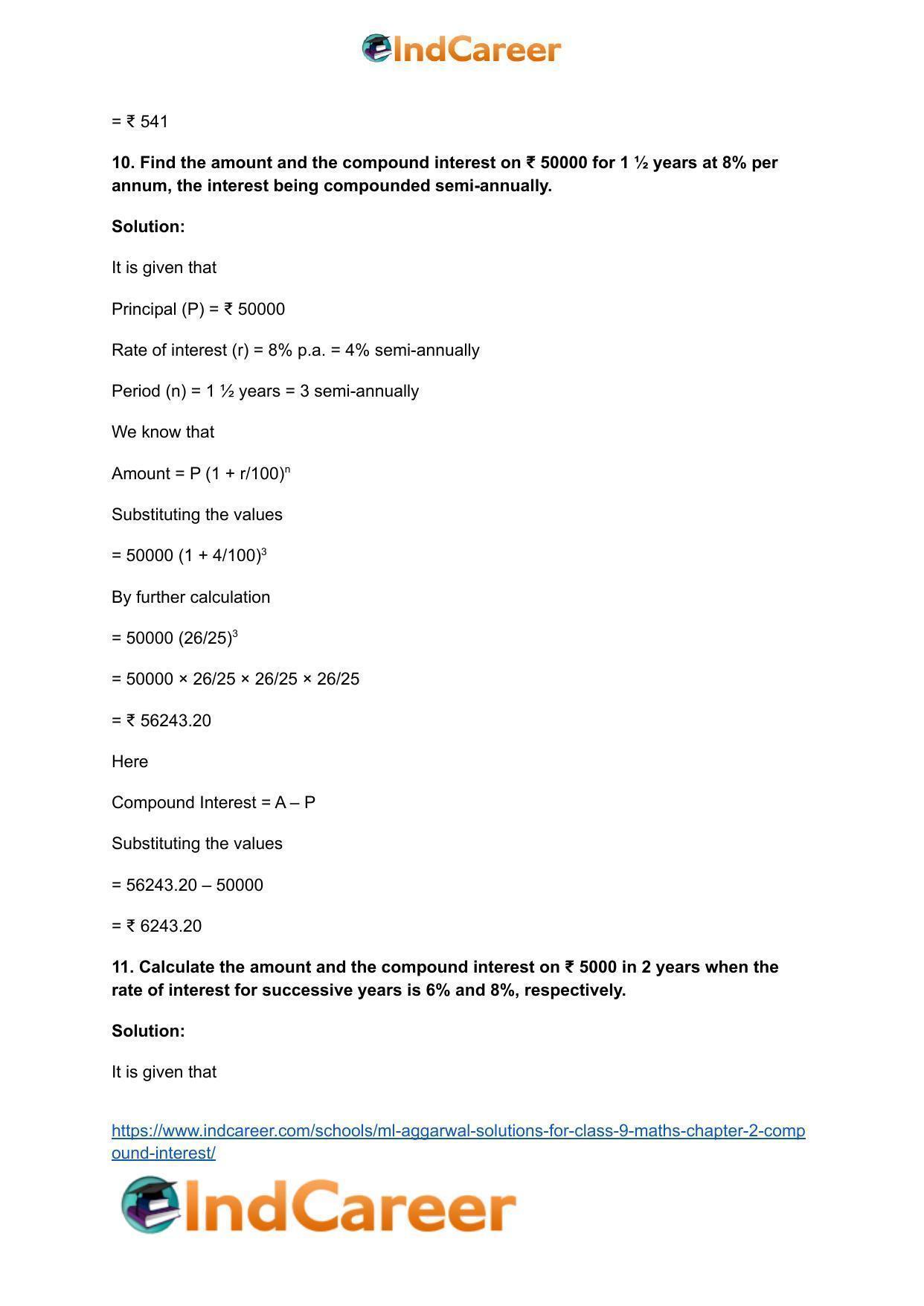 ML Aggarwal Solutions for Class 9 Maths Chapter 2- Compound Interest - Page 12