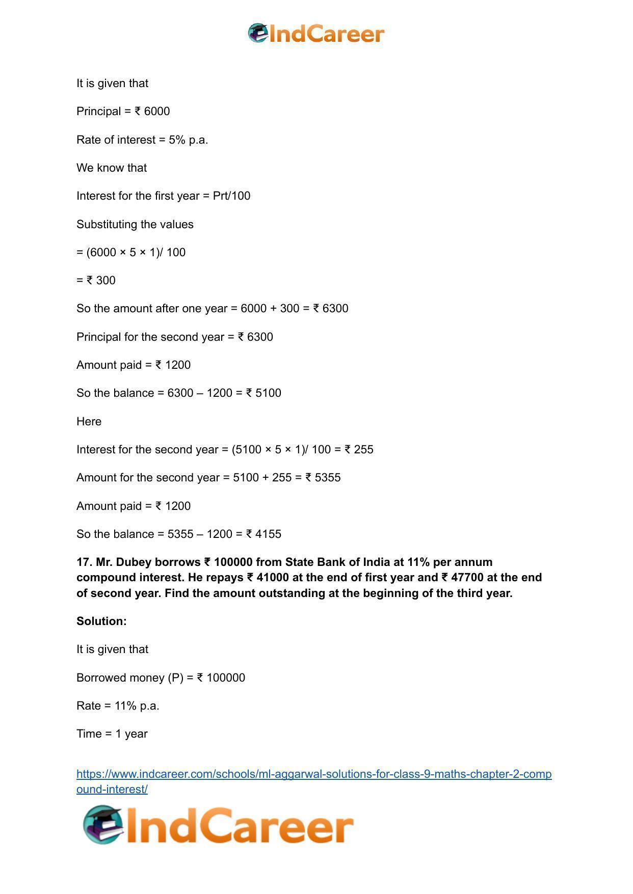 ML Aggarwal Solutions for Class 9 Maths Chapter 2- Compound Interest - Page 18