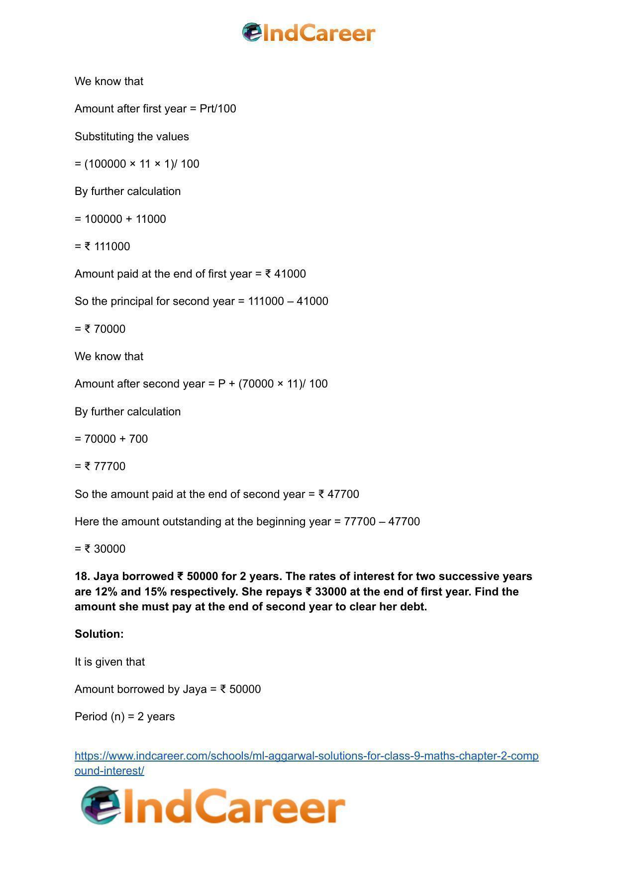 ML Aggarwal Solutions for Class 9 Maths Chapter 2- Compound Interest - Page 19