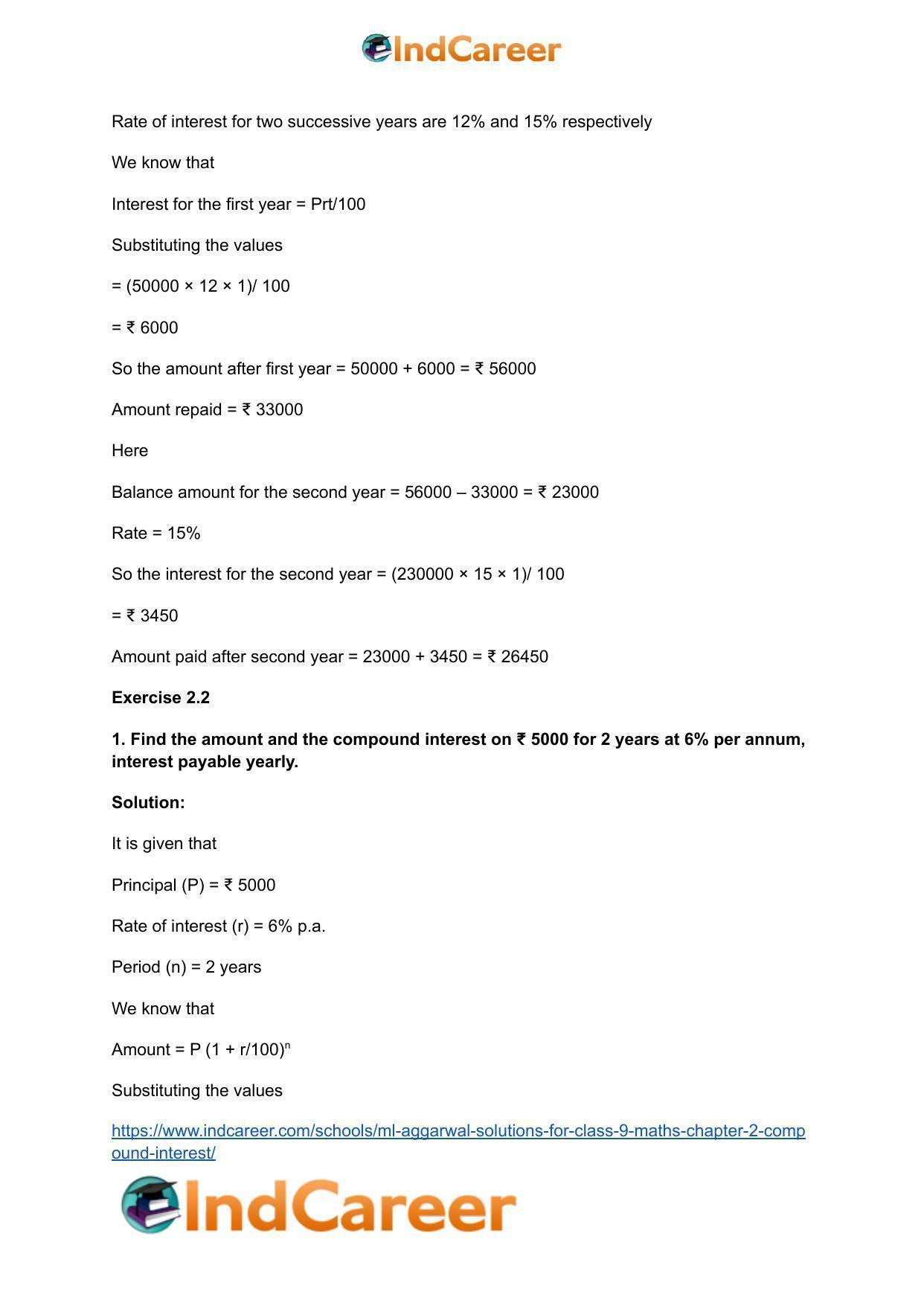 ML Aggarwal Solutions for Class 9 Maths Chapter 2- Compound Interest - Page 20