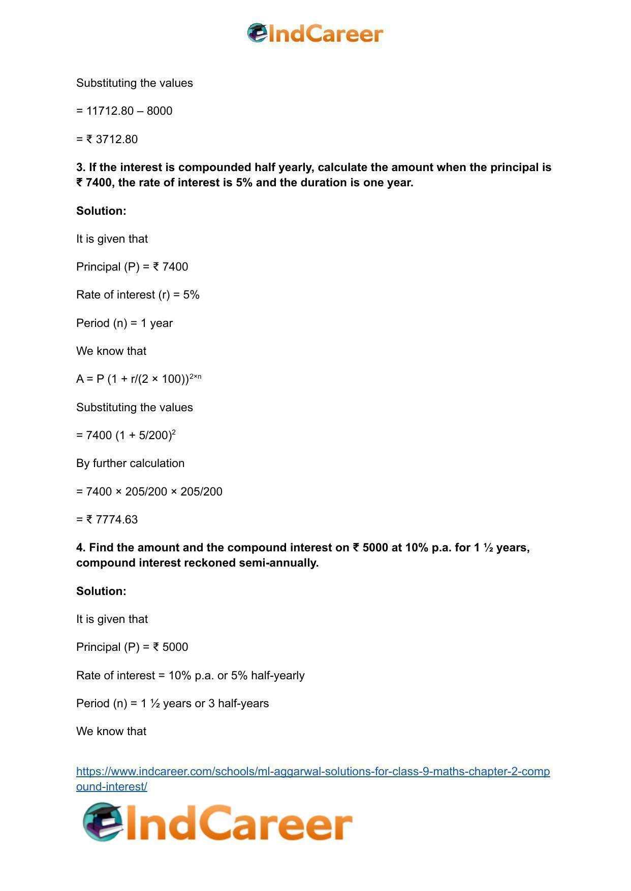 ML Aggarwal Solutions for Class 9 Maths Chapter 2- Compound Interest - Page 22
