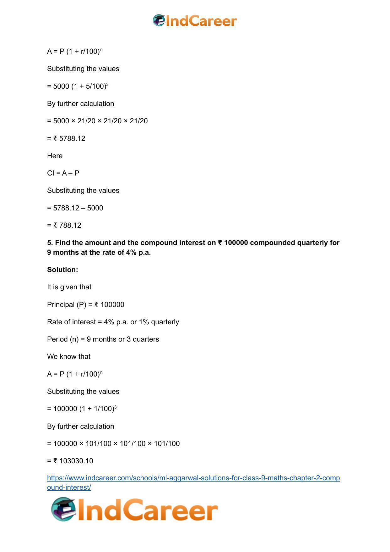ML Aggarwal Solutions for Class 9 Maths Chapter 2- Compound Interest - Page 23