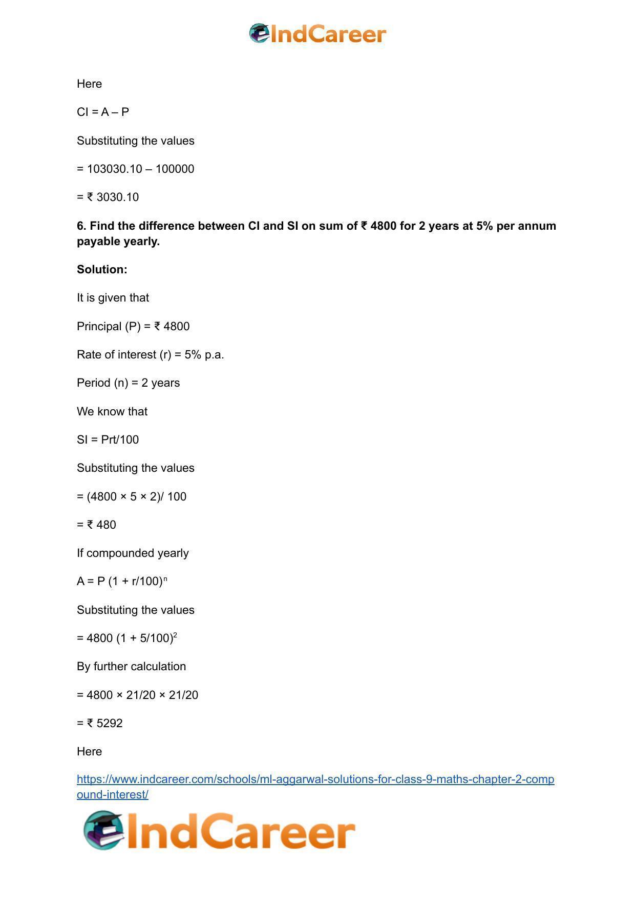 ML Aggarwal Solutions for Class 9 Maths Chapter 2- Compound Interest - Page 24