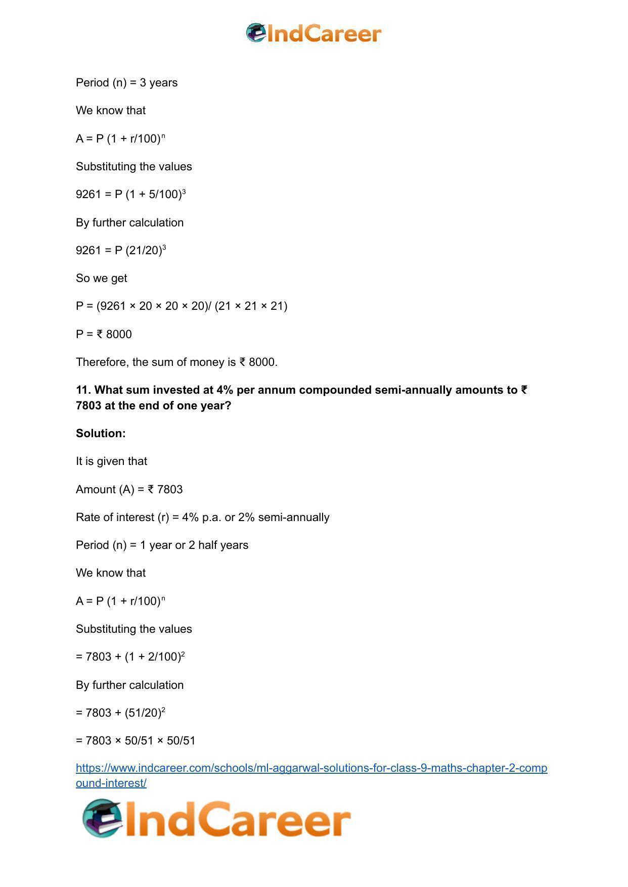 ML Aggarwal Solutions for Class 9 Maths Chapter 2- Compound Interest - Page 28