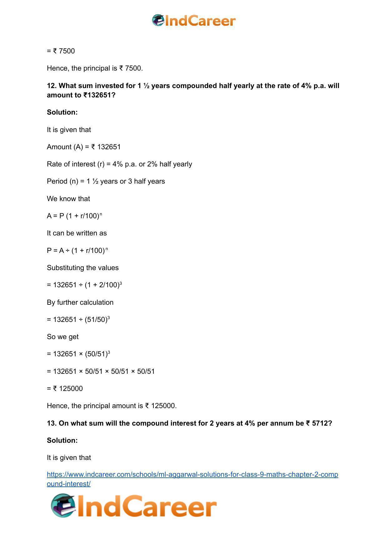 ML Aggarwal Solutions for Class 9 Maths Chapter 2- Compound Interest - Page 29