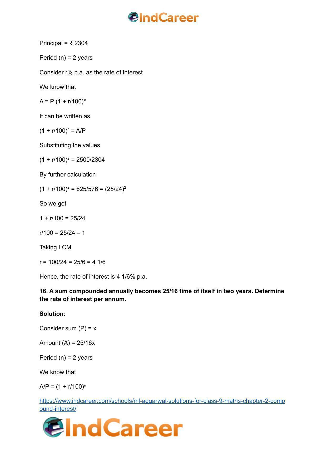ML Aggarwal Solutions for Class 9 Maths Chapter 2- Compound Interest - Page 32