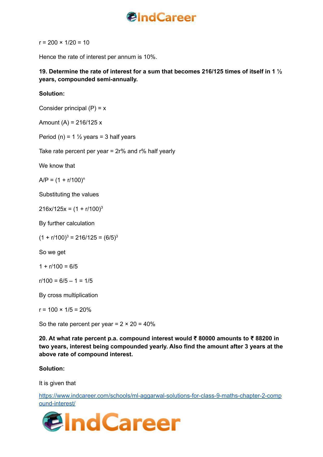 ML Aggarwal Solutions for Class 9 Maths Chapter 2- Compound Interest - Page 35