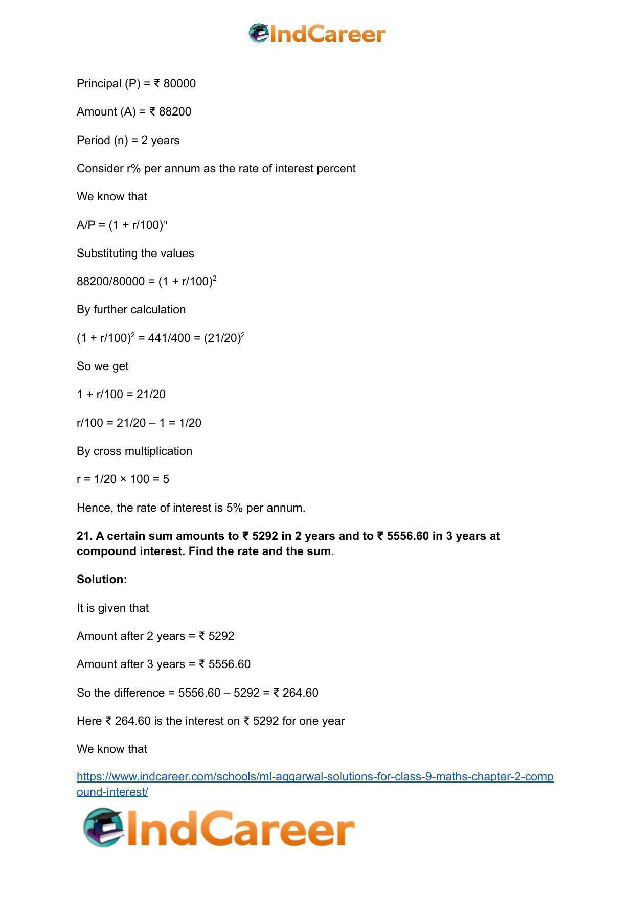 ML Aggarwal Solutions for Class 9 Maths Chapter 2- Compound Interest - Page 36