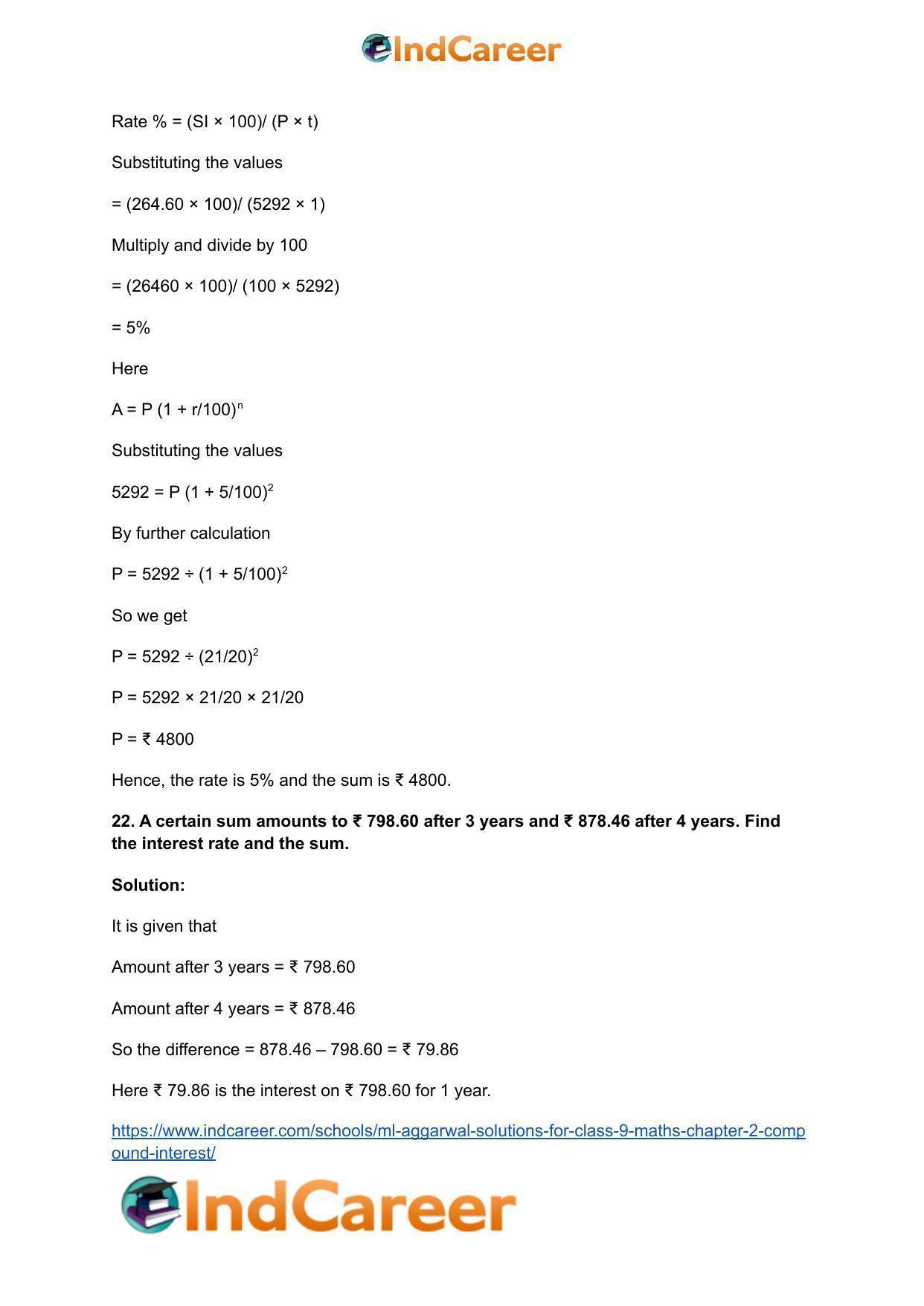 ML Aggarwal Solutions for Class 9 Maths Chapter 2- Compound Interest - Page 37