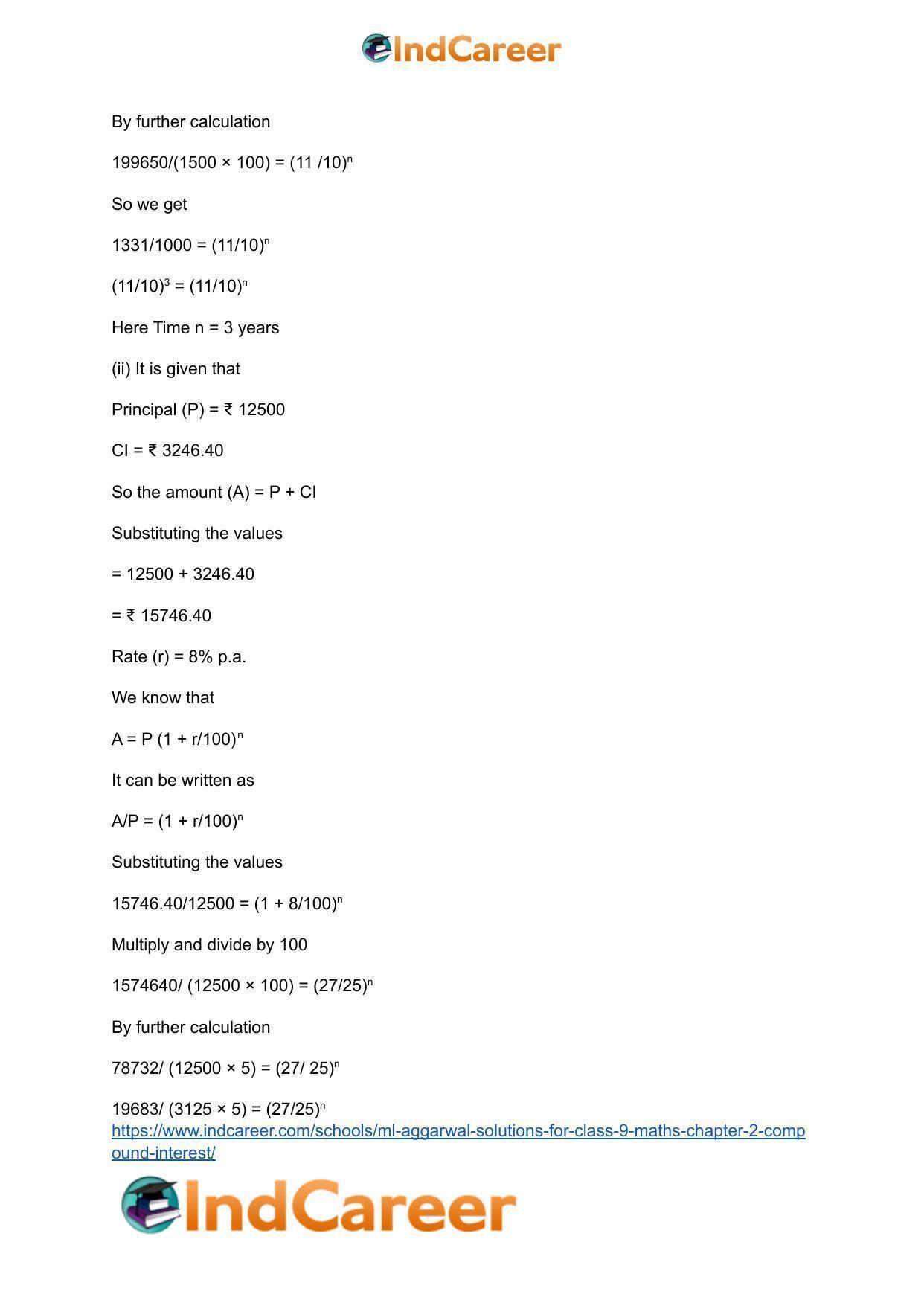 ML Aggarwal Solutions for Class 9 Maths Chapter 2- Compound Interest - Page 40