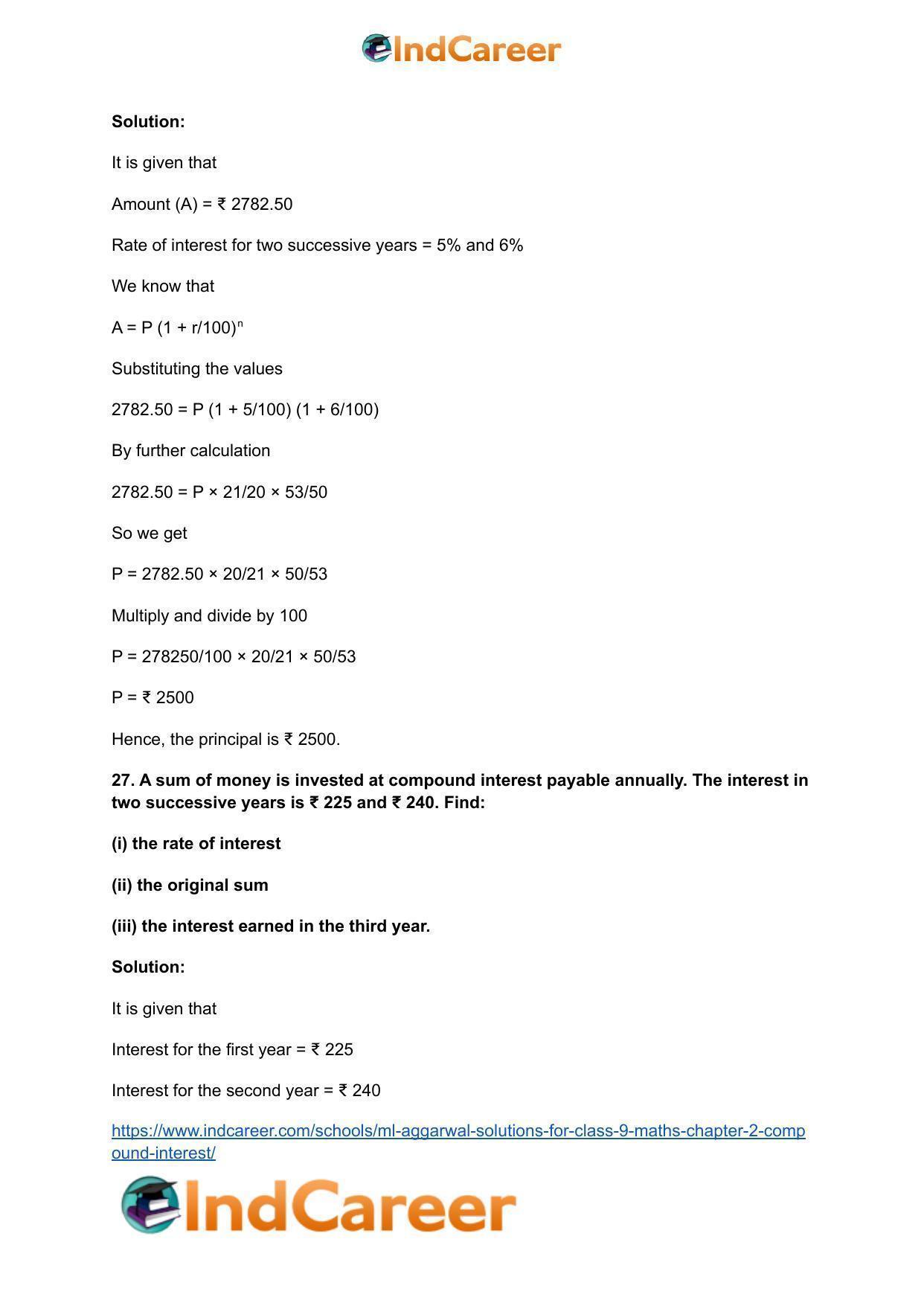ML Aggarwal Solutions for Class 9 Maths Chapter 2- Compound Interest - Page 42
