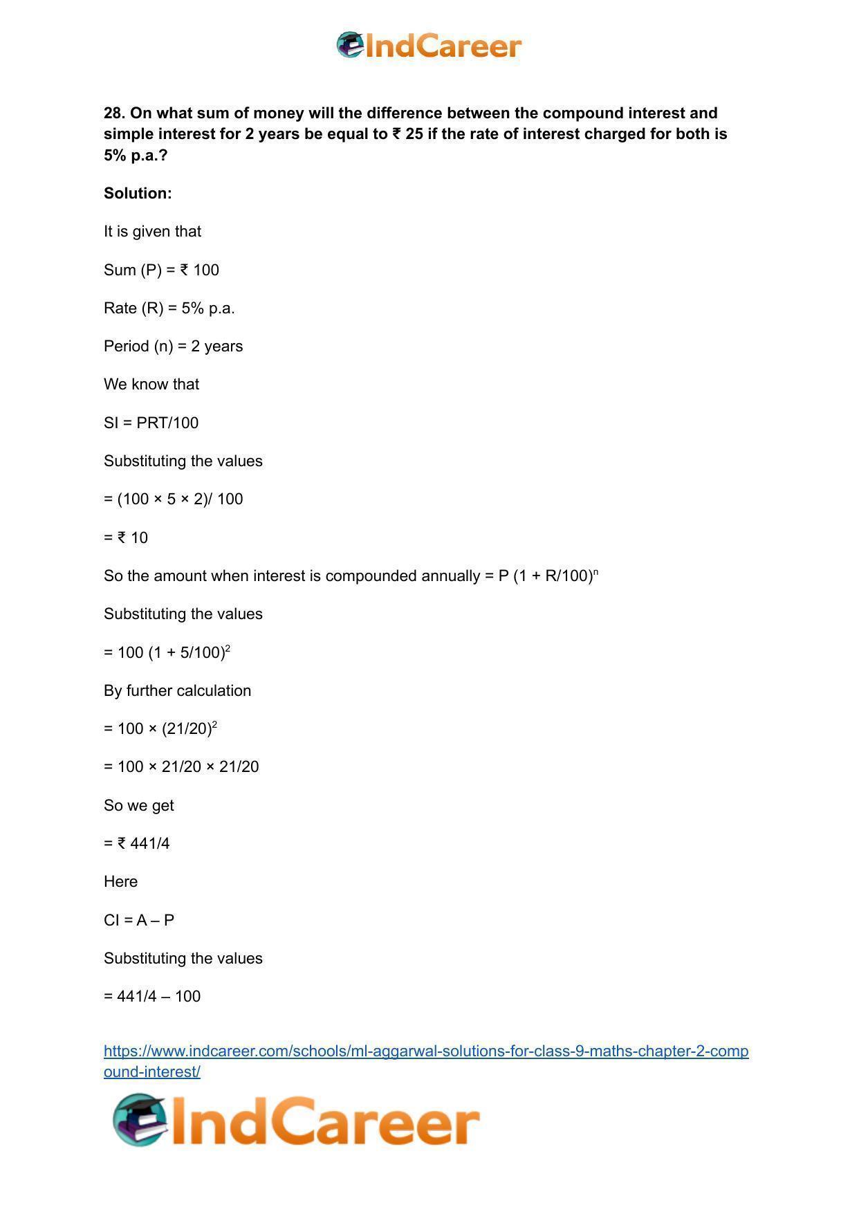 ML Aggarwal Solutions for Class 9 Maths Chapter 2- Compound Interest - Page 44