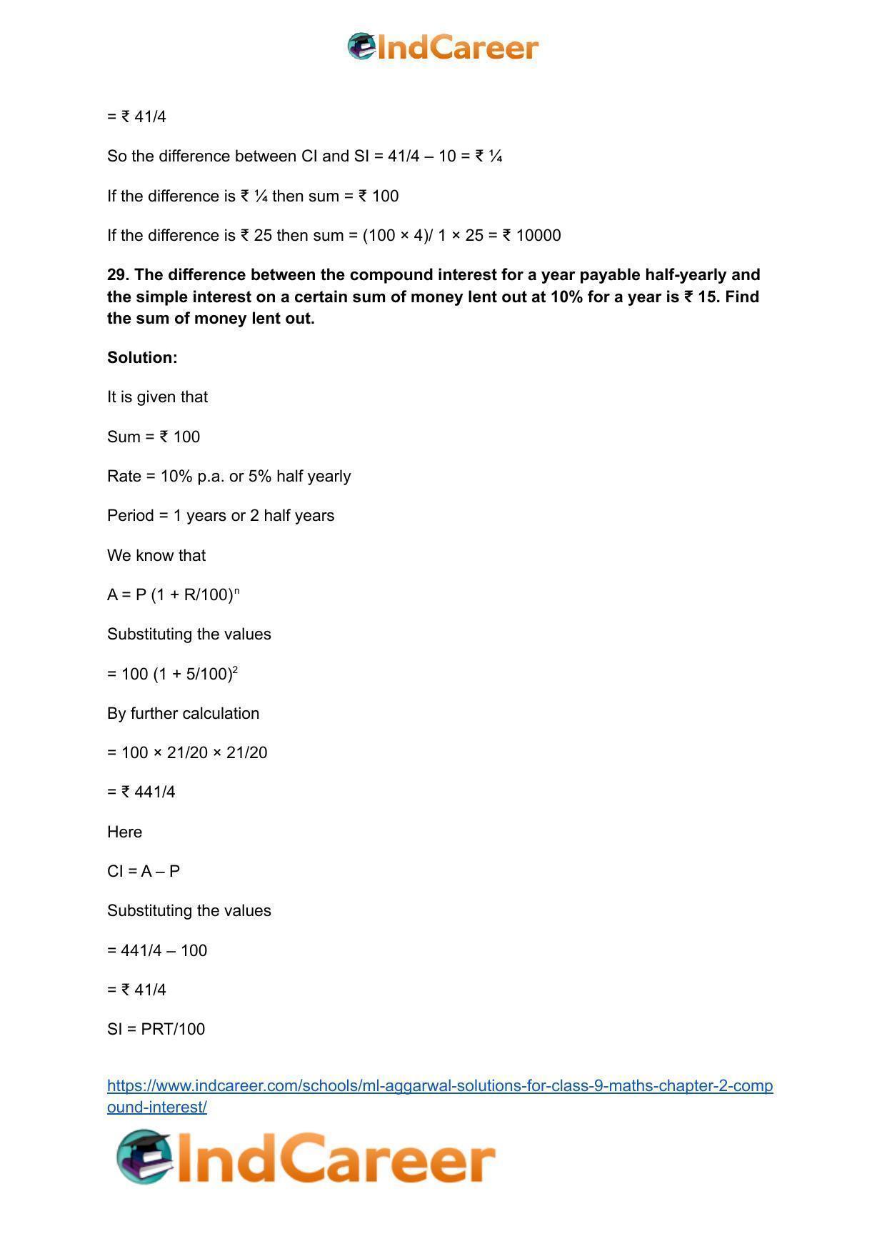 ML Aggarwal Solutions for Class 9 Maths Chapter 2- Compound Interest - Page 45