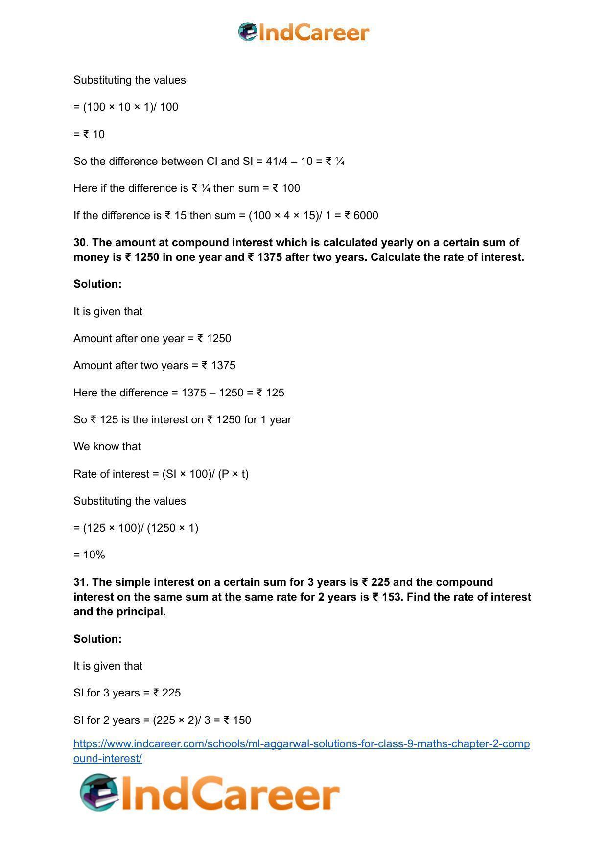 ML Aggarwal Solutions for Class 9 Maths Chapter 2- Compound Interest - Page 46