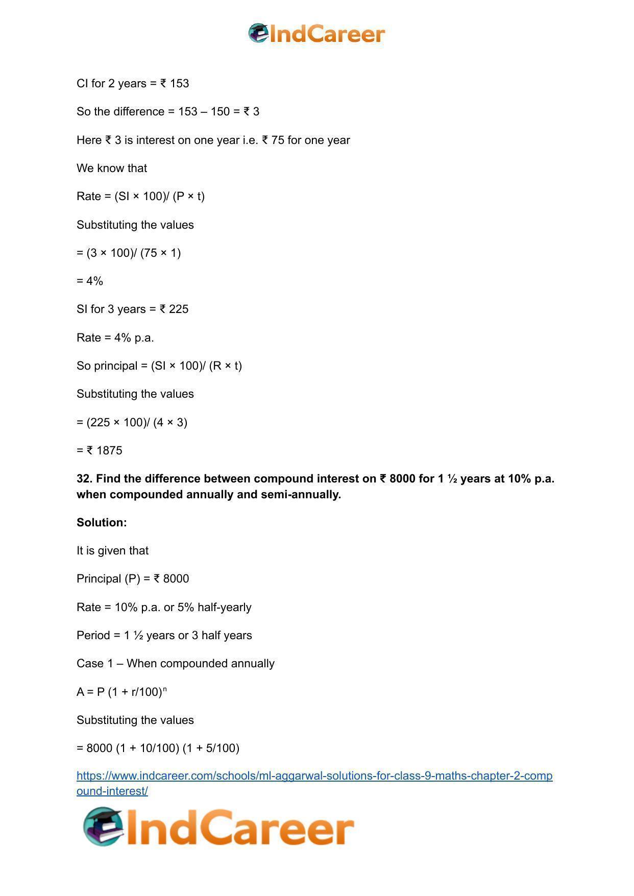 ML Aggarwal Solutions for Class 9 Maths Chapter 2- Compound Interest - Page 47