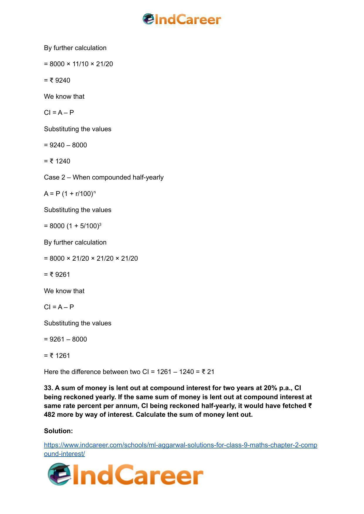 ML Aggarwal Solutions for Class 9 Maths Chapter 2- Compound Interest - Page 48