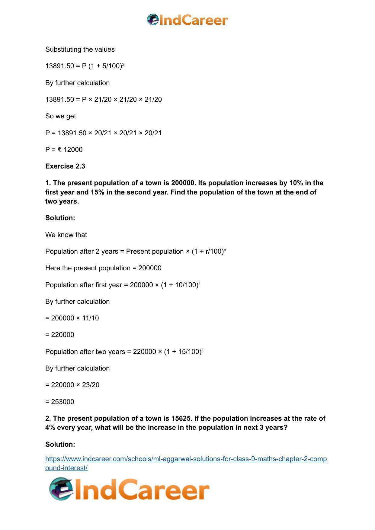 ML Aggarwal Solutions for Class 9 Maths Chapter 2- Compound Interest - Page 51