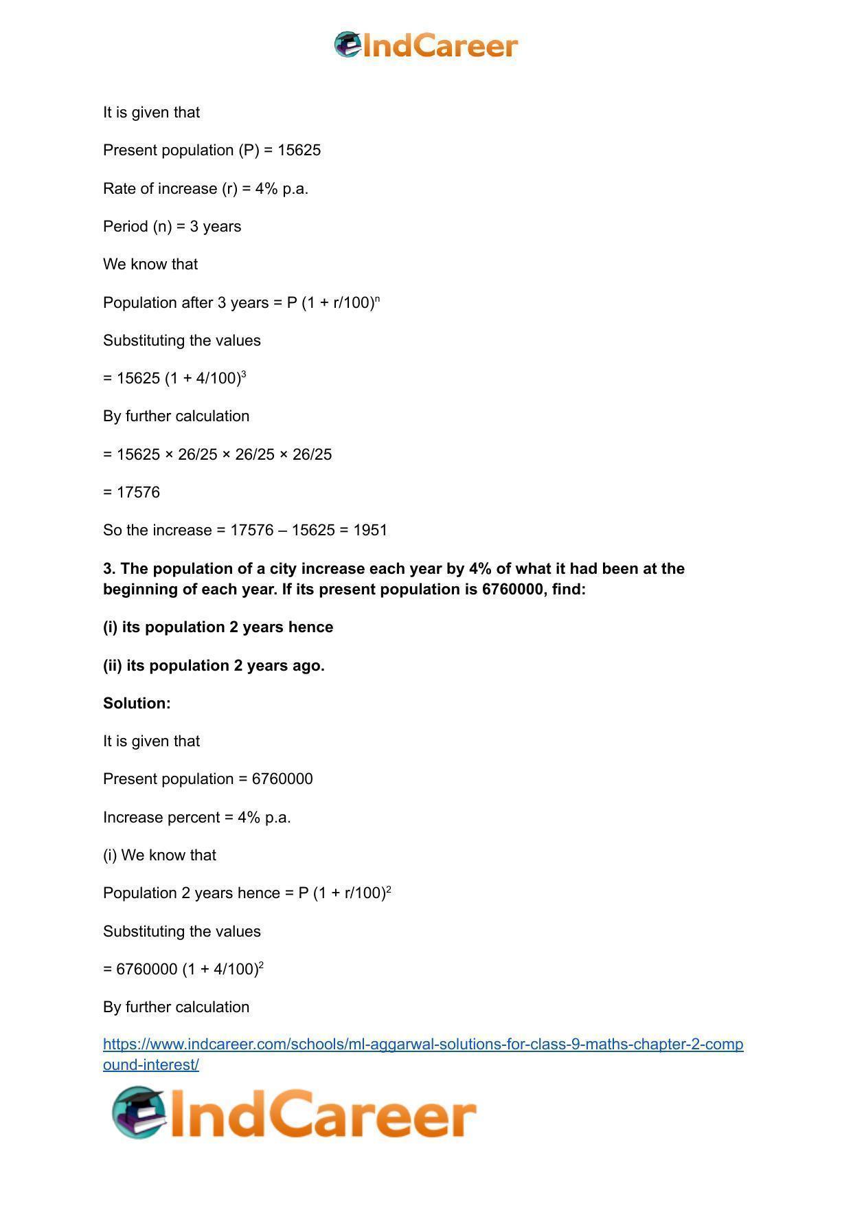 ML Aggarwal Solutions for Class 9 Maths Chapter 2- Compound Interest - Page 52