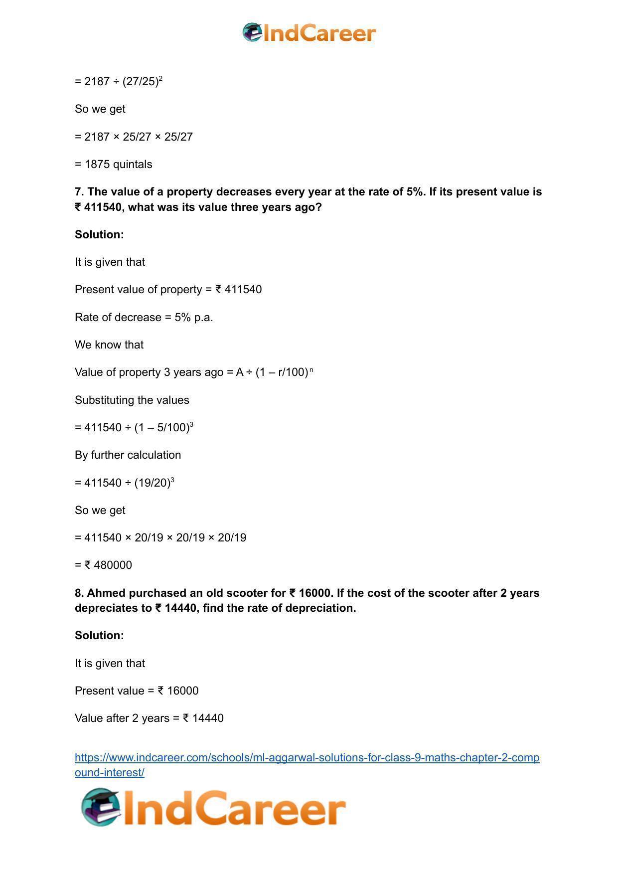 ML Aggarwal Solutions for Class 9 Maths Chapter 2- Compound Interest - Page 55