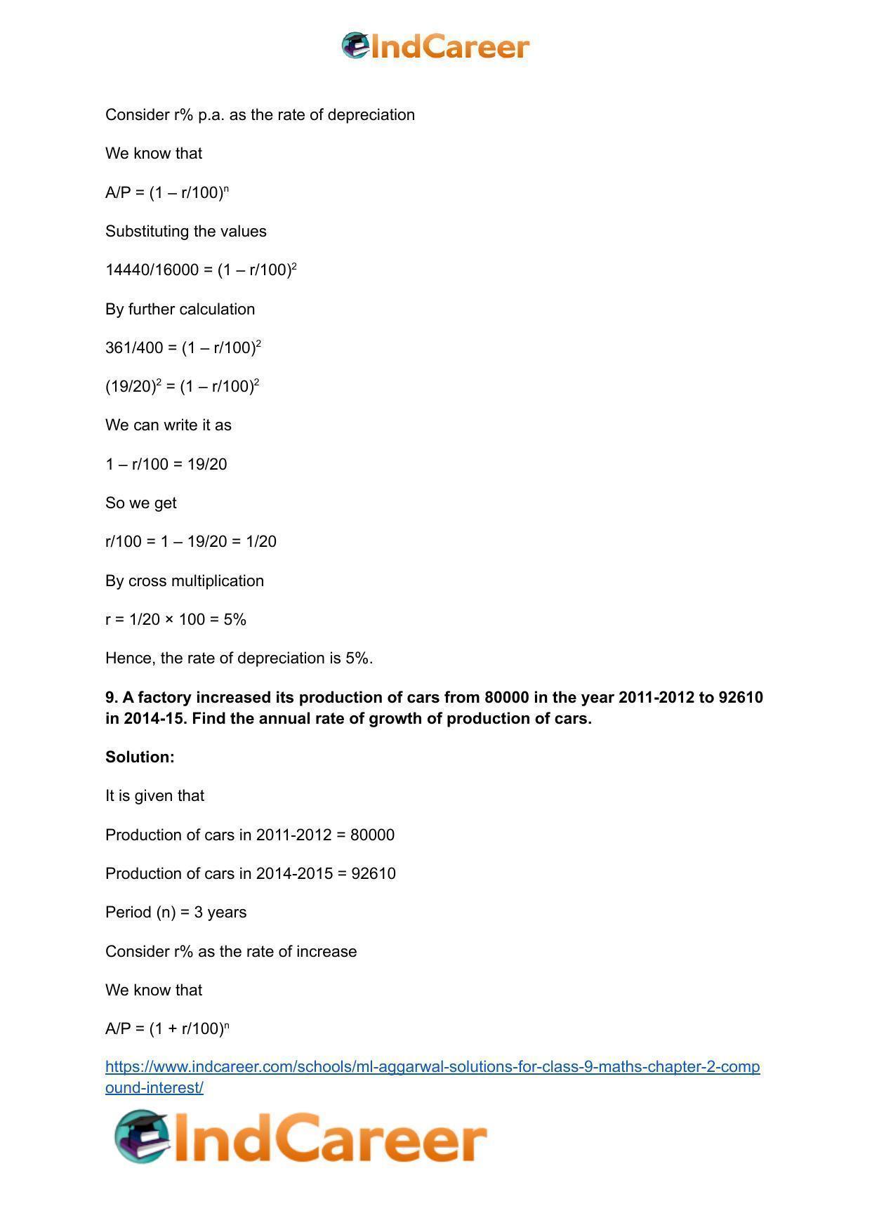 ML Aggarwal Solutions for Class 9 Maths Chapter 2- Compound Interest - Page 56