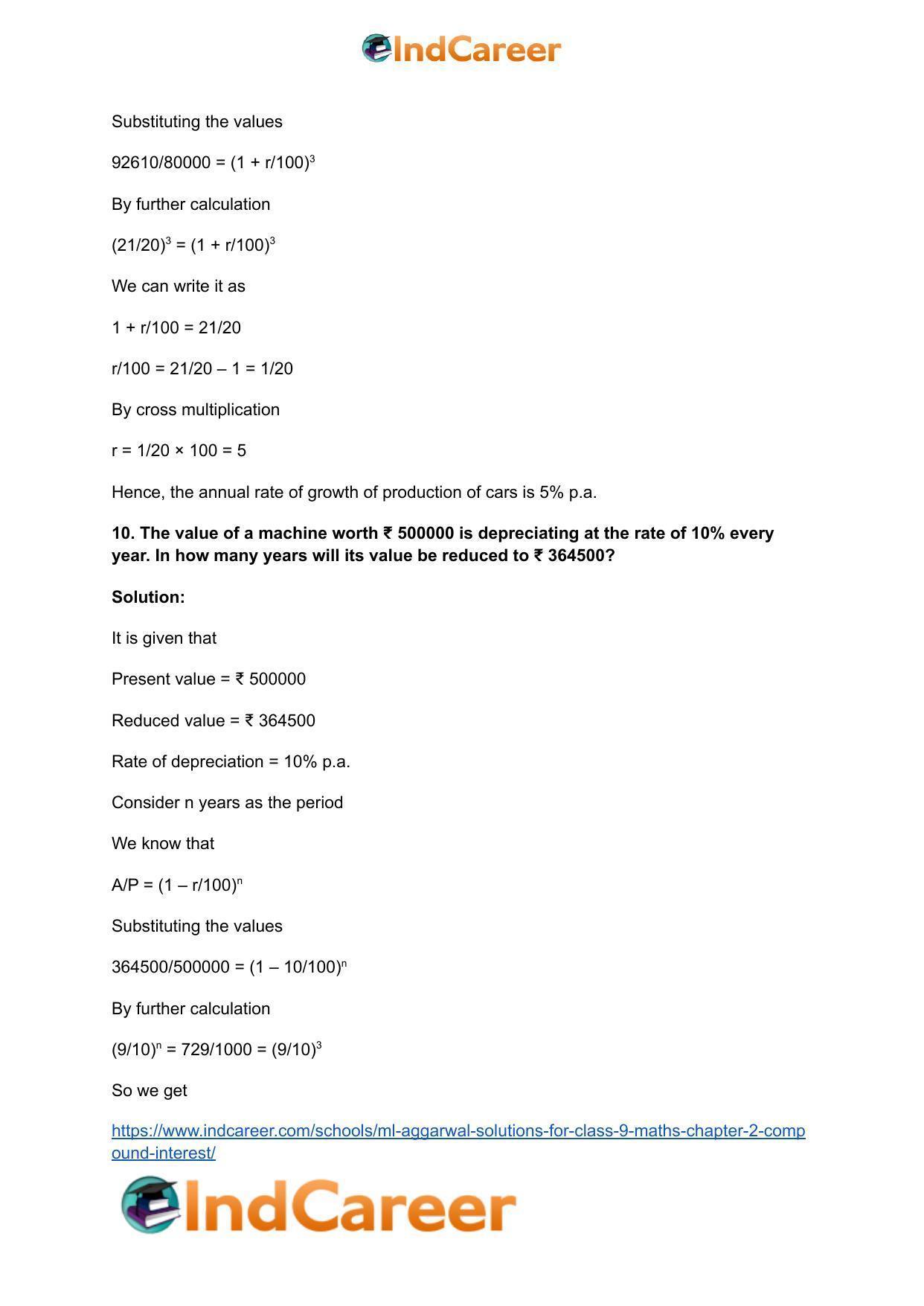 ML Aggarwal Solutions for Class 9 Maths Chapter 2- Compound Interest - Page 57