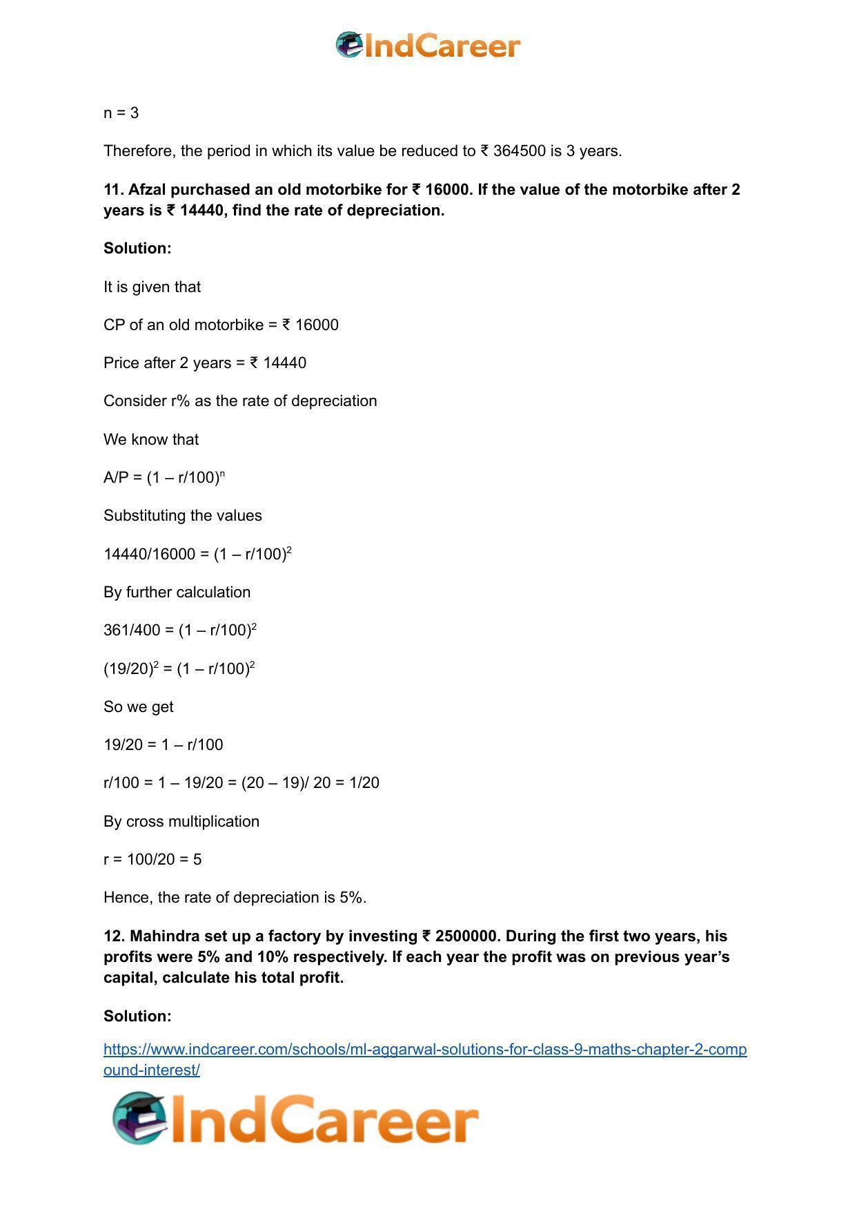 ML Aggarwal Solutions for Class 9 Maths Chapter 2- Compound Interest - Page 58