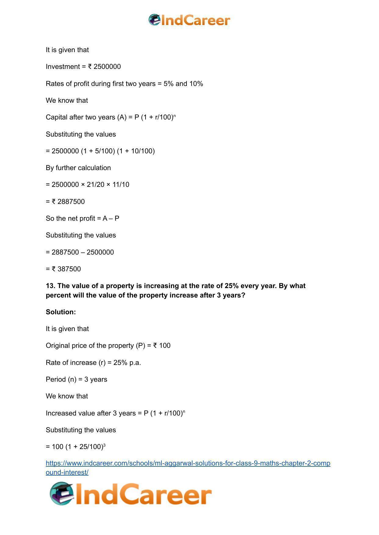 ML Aggarwal Solutions for Class 9 Maths Chapter 2- Compound Interest - Page 59