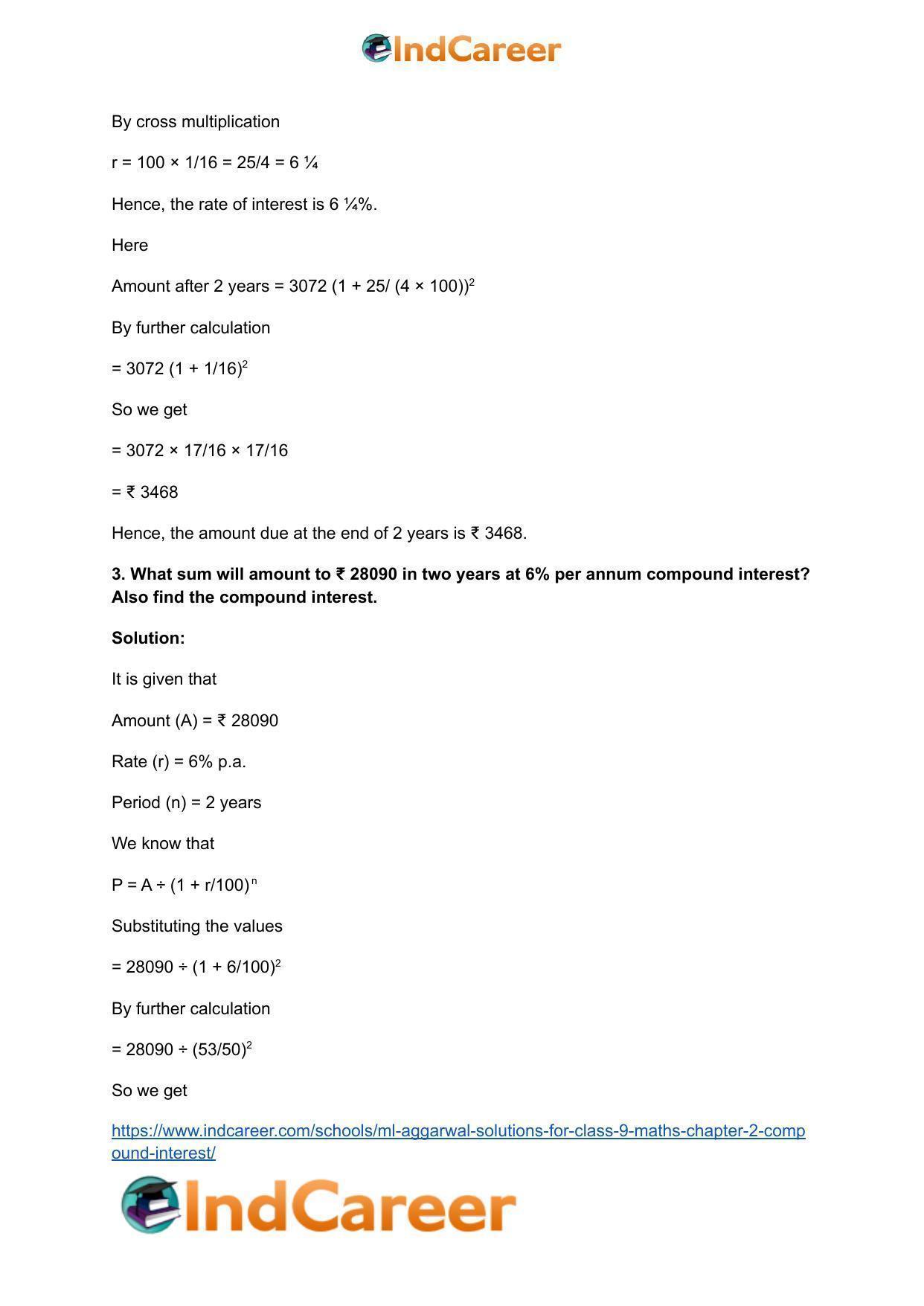 ML Aggarwal Solutions for Class 9 Maths Chapter 2- Compound Interest - Page 64