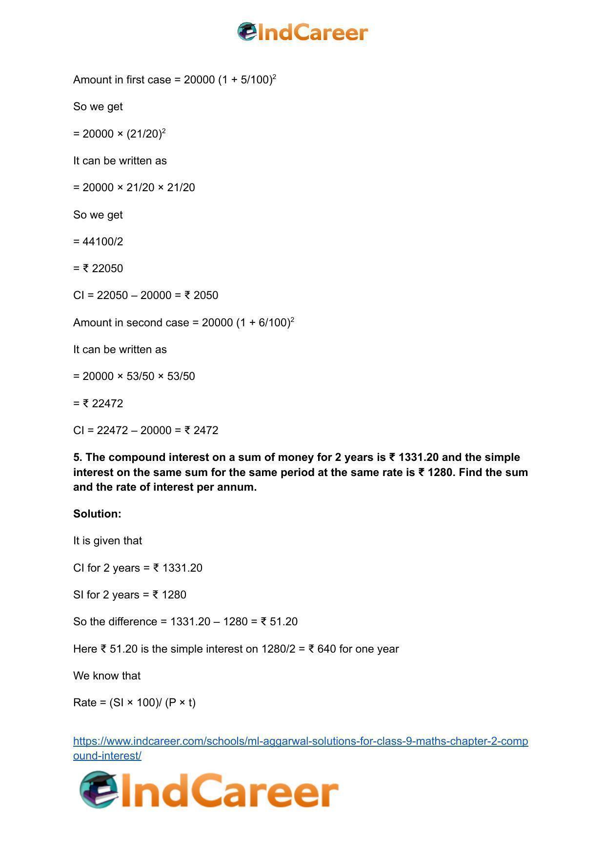 ML Aggarwal Solutions for Class 9 Maths Chapter 2- Compound Interest - Page 67