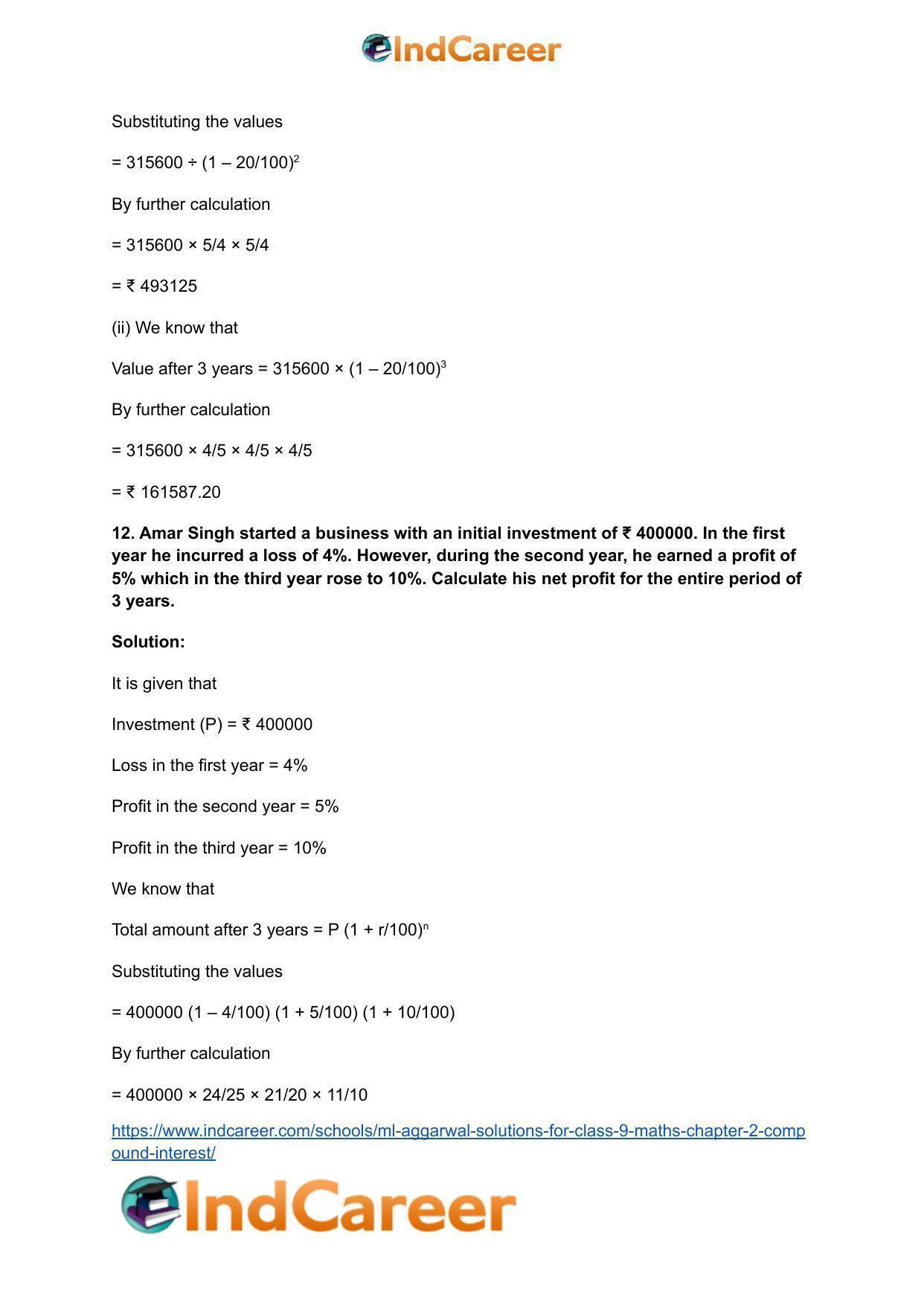 ML Aggarwal Solutions for Class 9 Maths Chapter 2- Compound Interest - Page 73