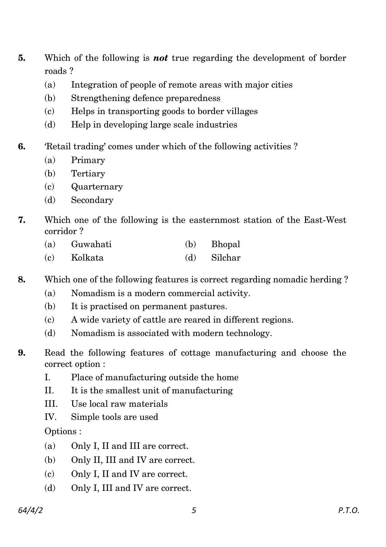 CBSE Class 12 64-4-2 Geography 2023 Question Paper - Page 5
