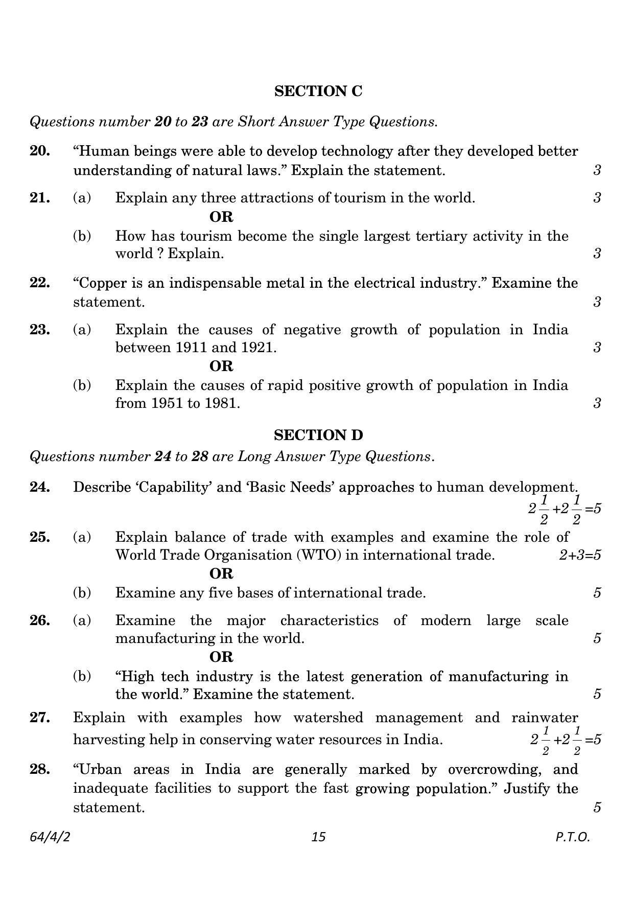 CBSE Class 12 64-4-2 Geography 2023 Question Paper - Page 15