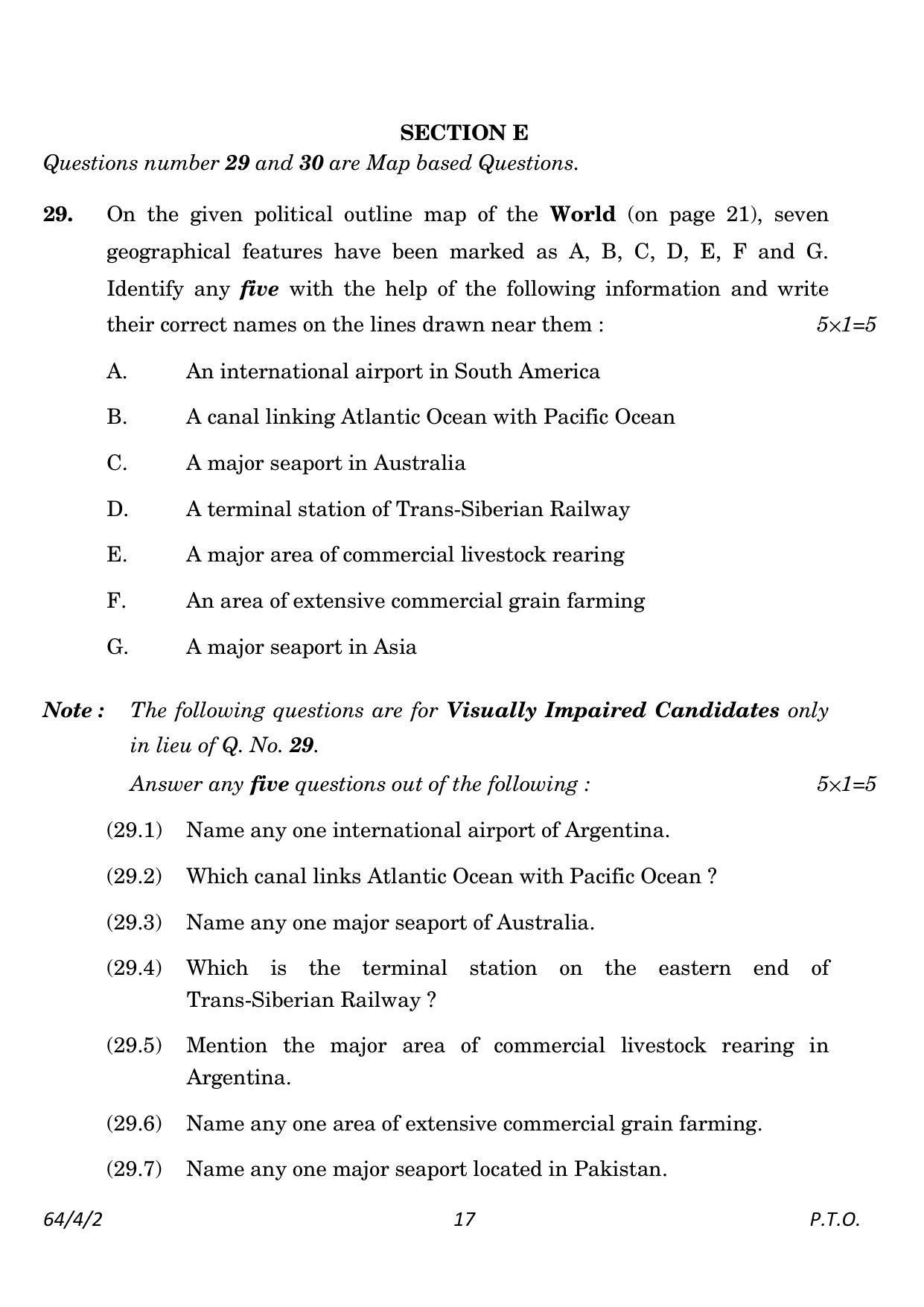 CBSE Class 12 64-4-2 Geography 2023 Question Paper - Page 17