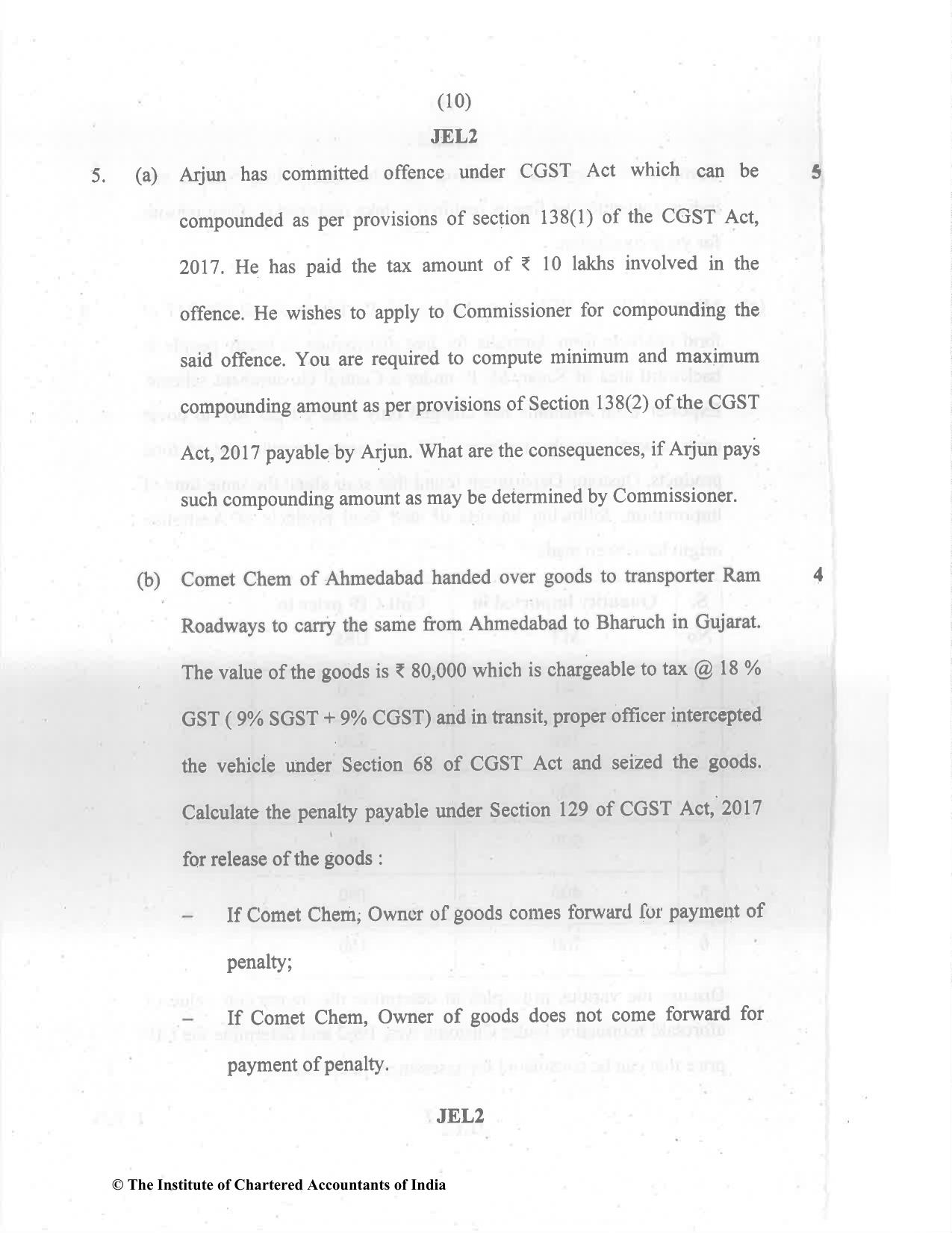 CA Final Nov 2022 Question Paper - Paper 8 – Indirect Tax Laws - Page 10