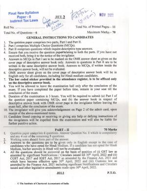 CA Final Nov 2022 Question Paper - Paper 8 – Indirect Tax Laws